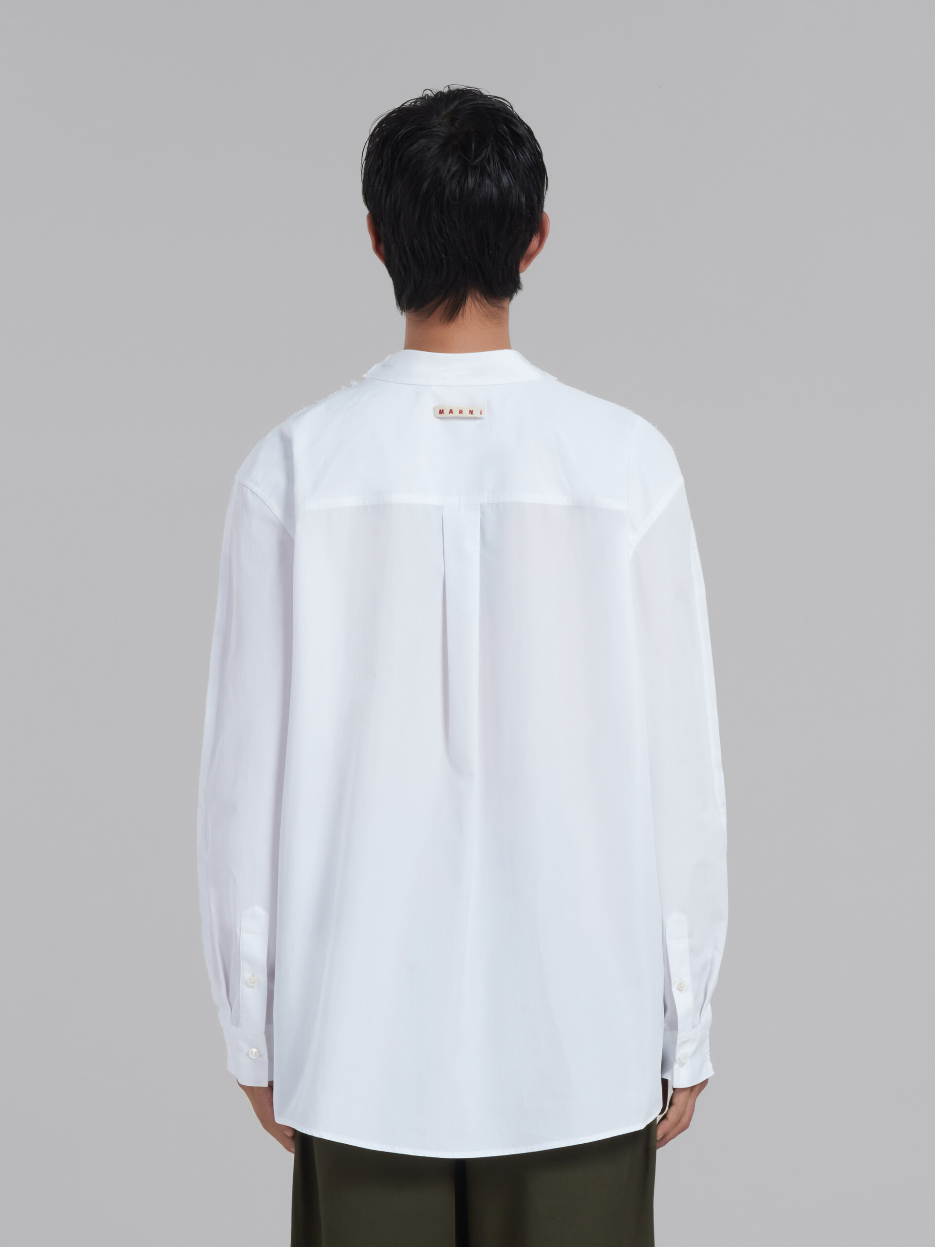 White organic cotton long-sleeved T-shirt with back yoke - T-shirts - Image 3