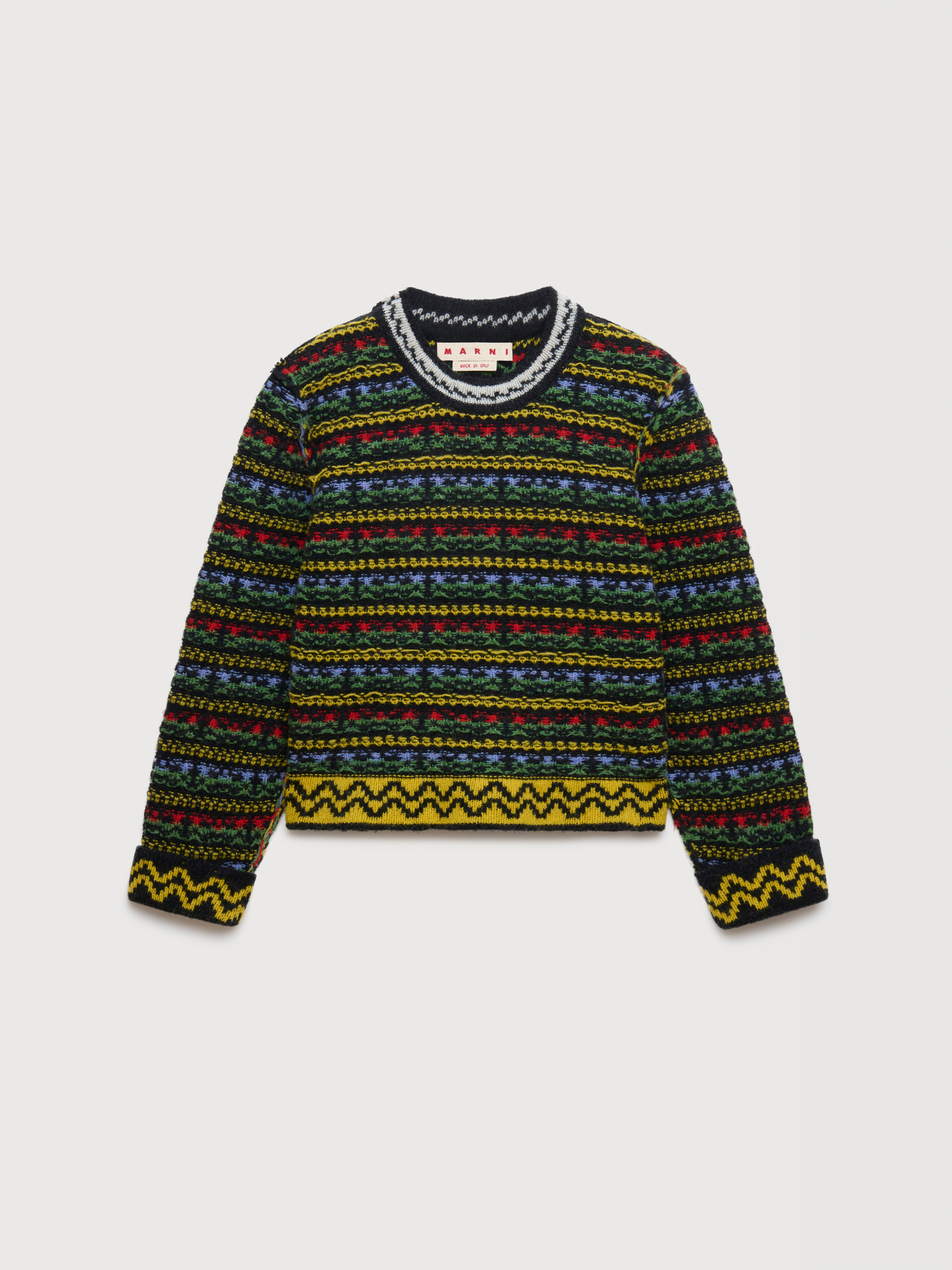 Black Shetland wool sweater with Fairisle motif - Pullovers - Image 1