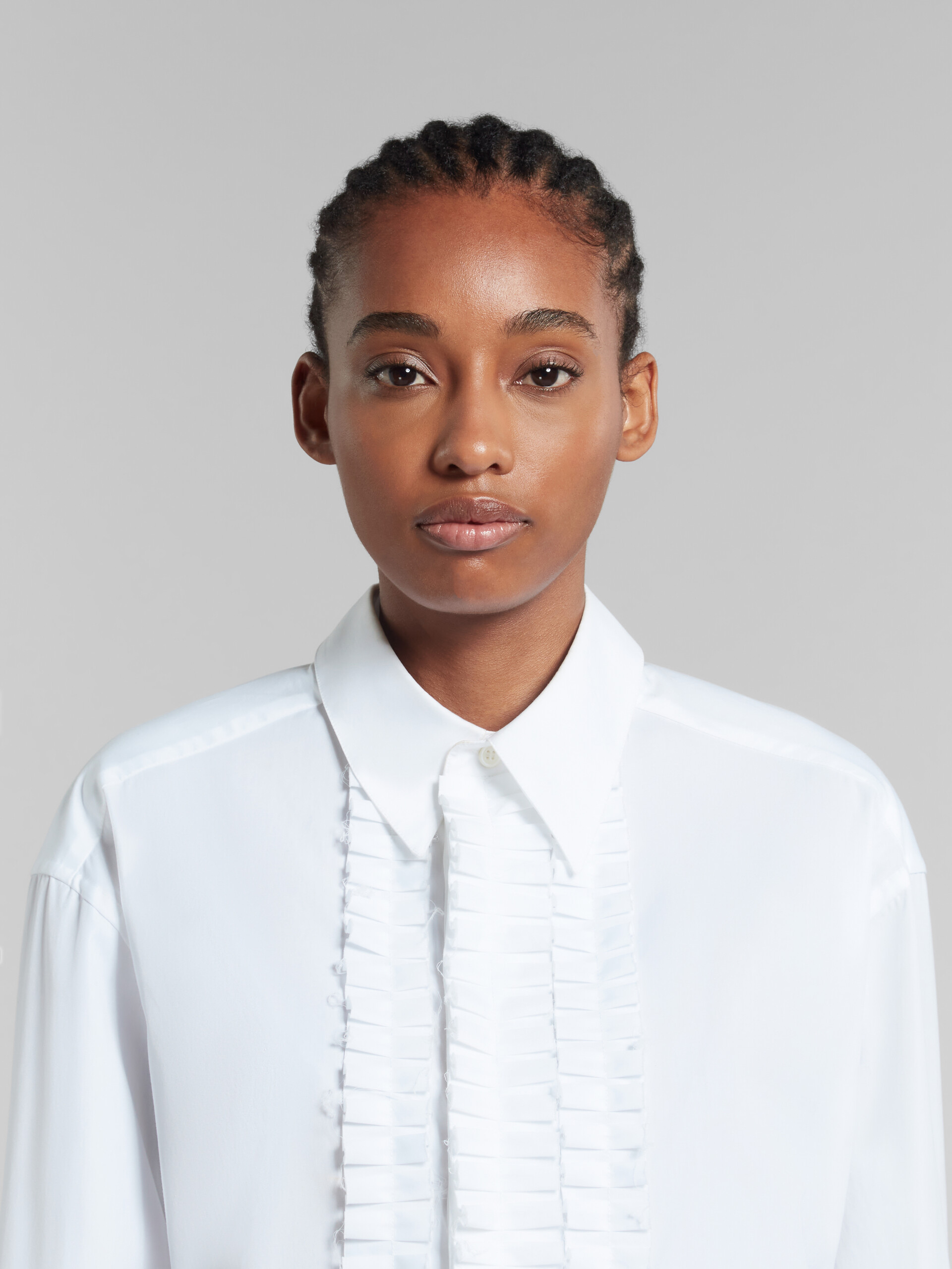 White bio poplin shirt with ruffles - Shirts - Image 4