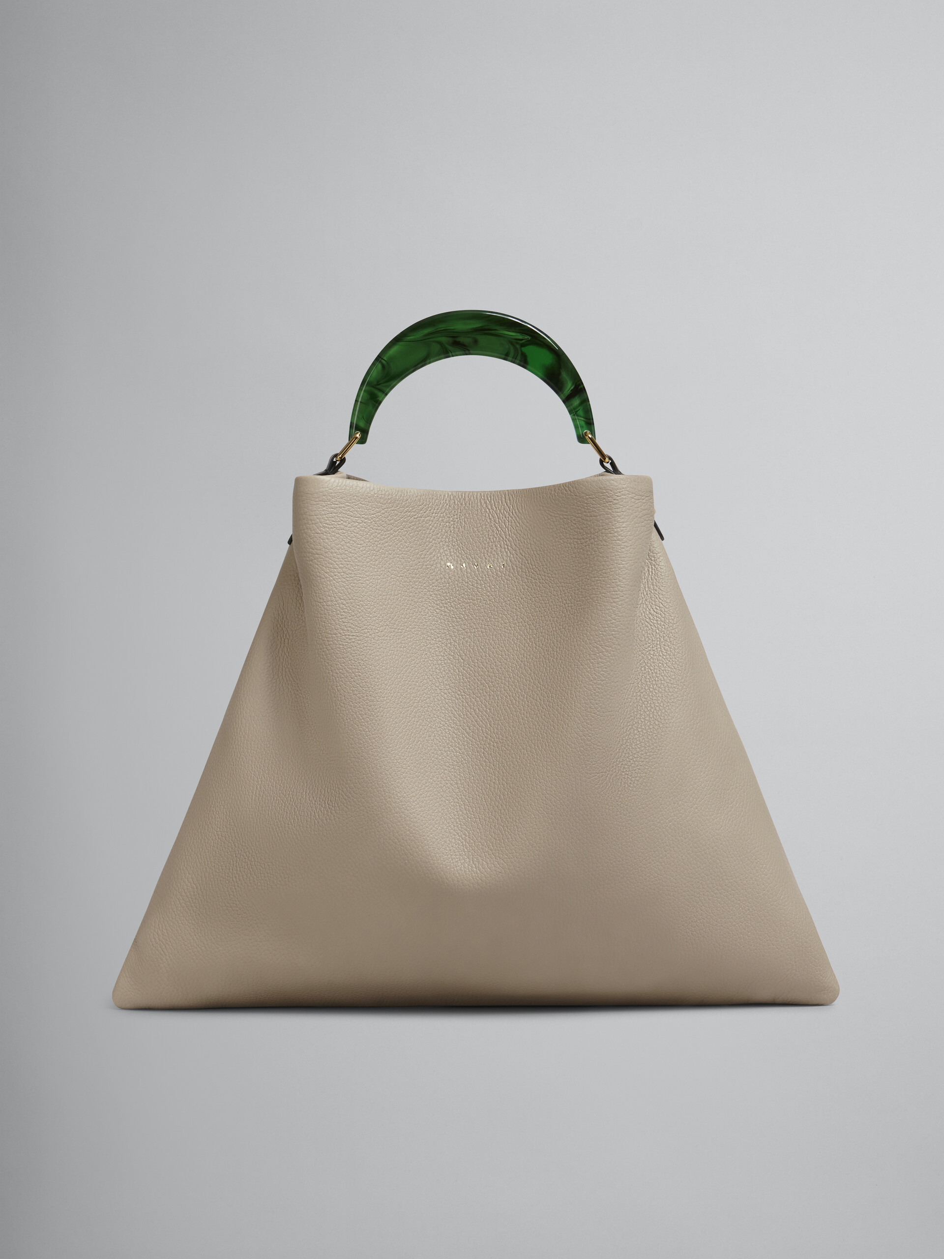 HOBO bag in beige grained calfskin and resin handle - Shoulder Bags - Image 1