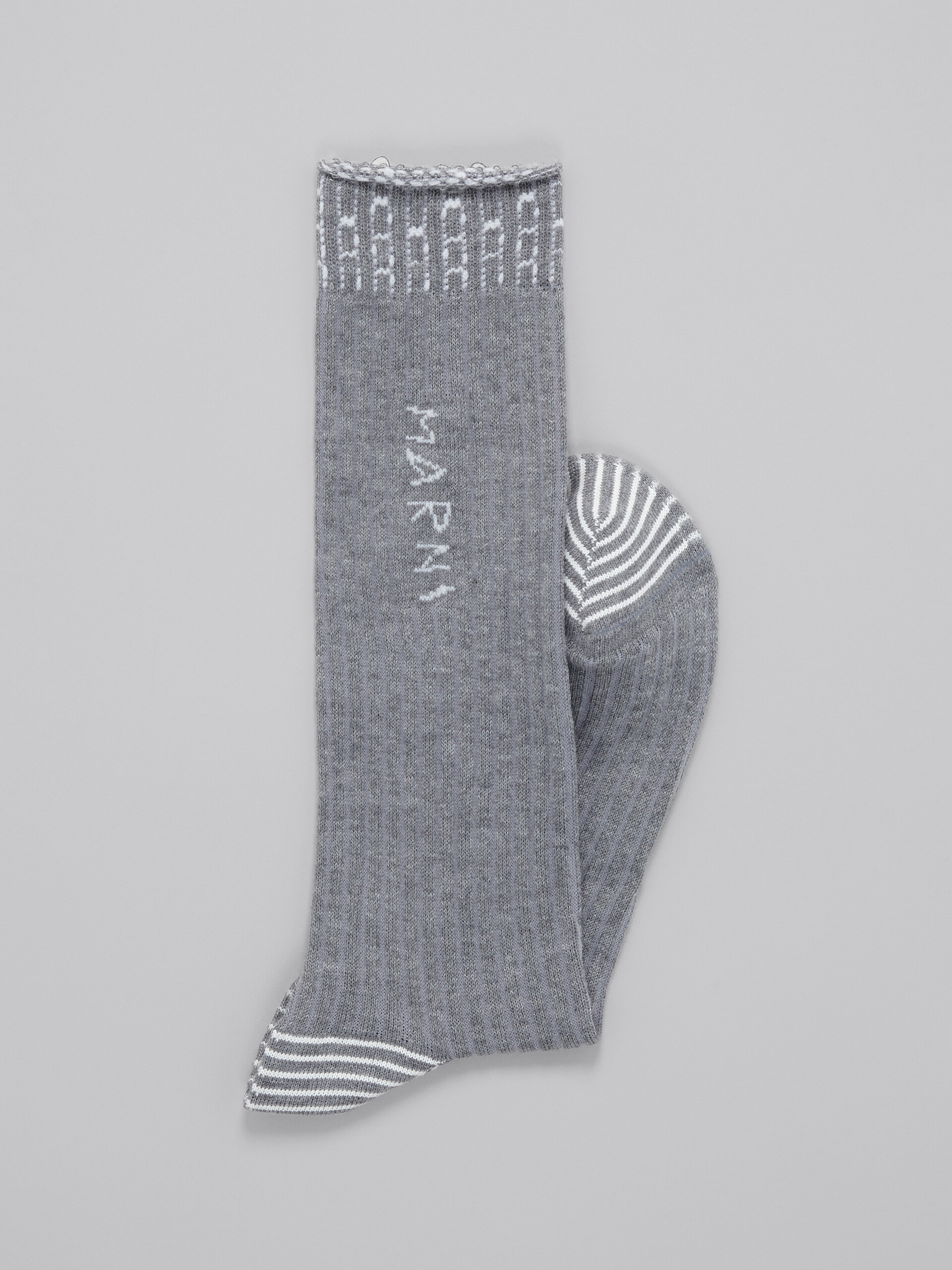 Grey cotton and nylon socks with mending - Socks - Image 2