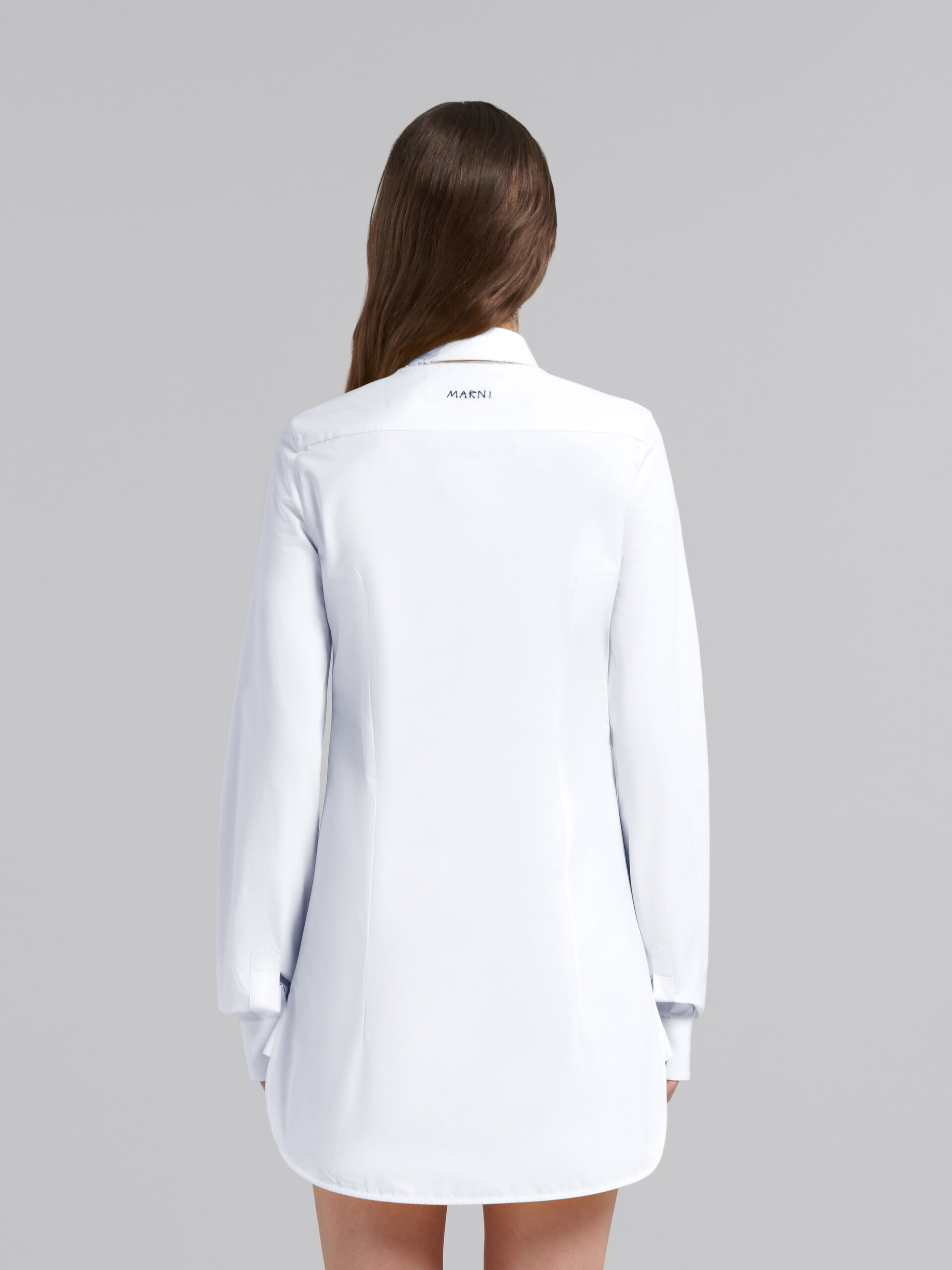 White fitted poplin shirt with balloon sleeves - Shirts - Image 3