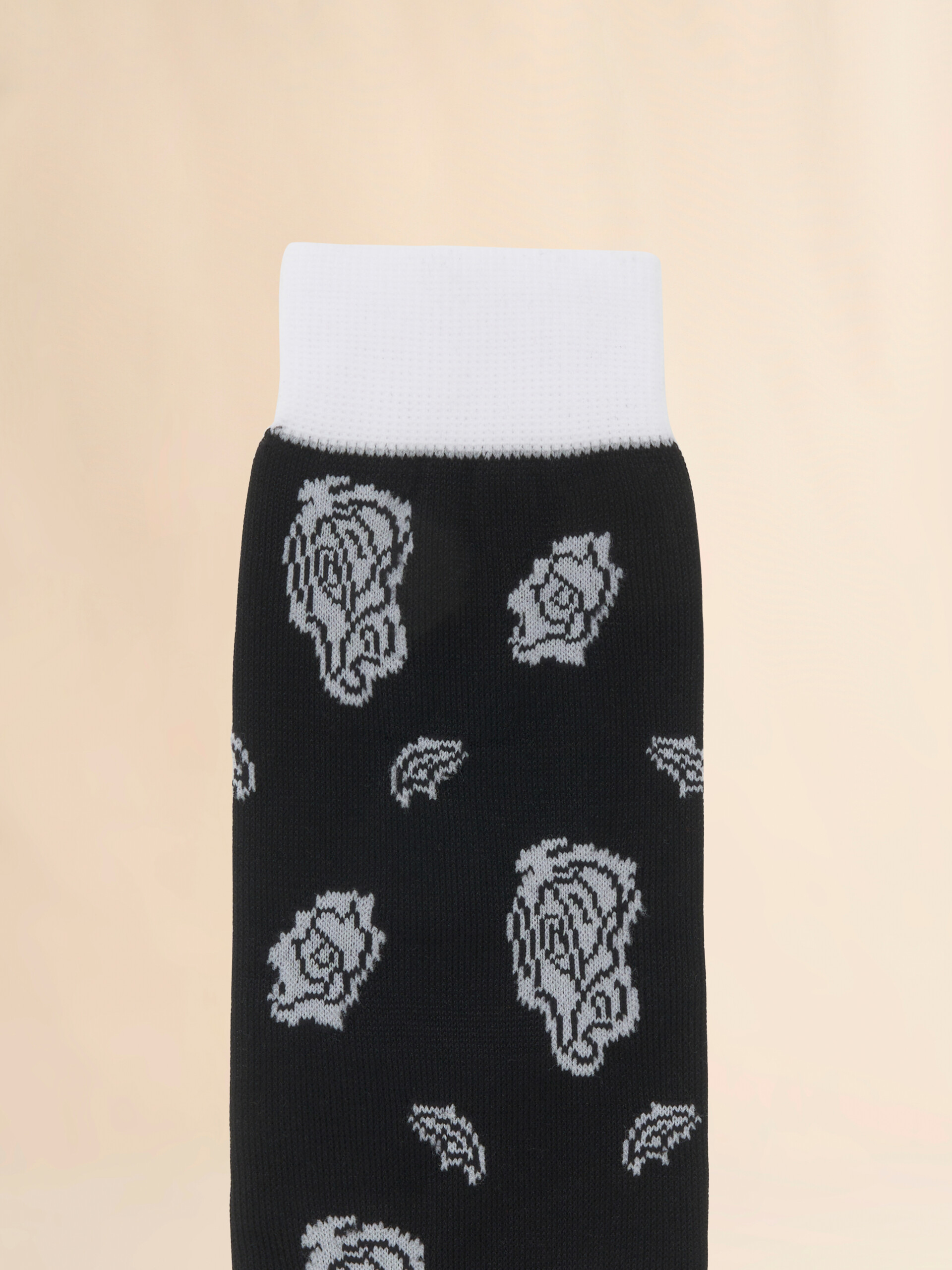 Black stretch cotton socks with floral intarsia - Socks - Image 3