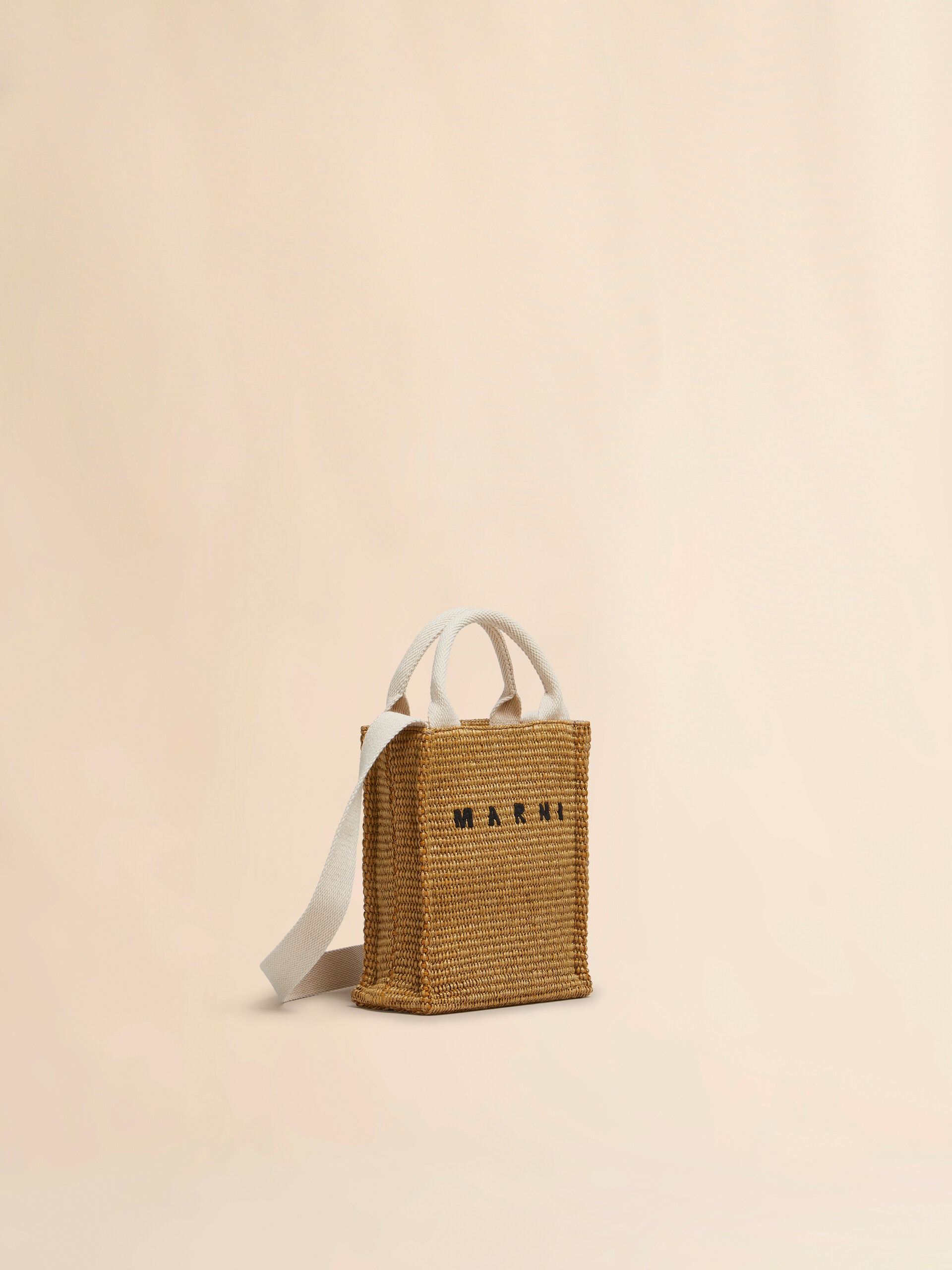 Braune Mini-Handtasche aus Stoff in Raffia-Optik - Shopper - Image 6