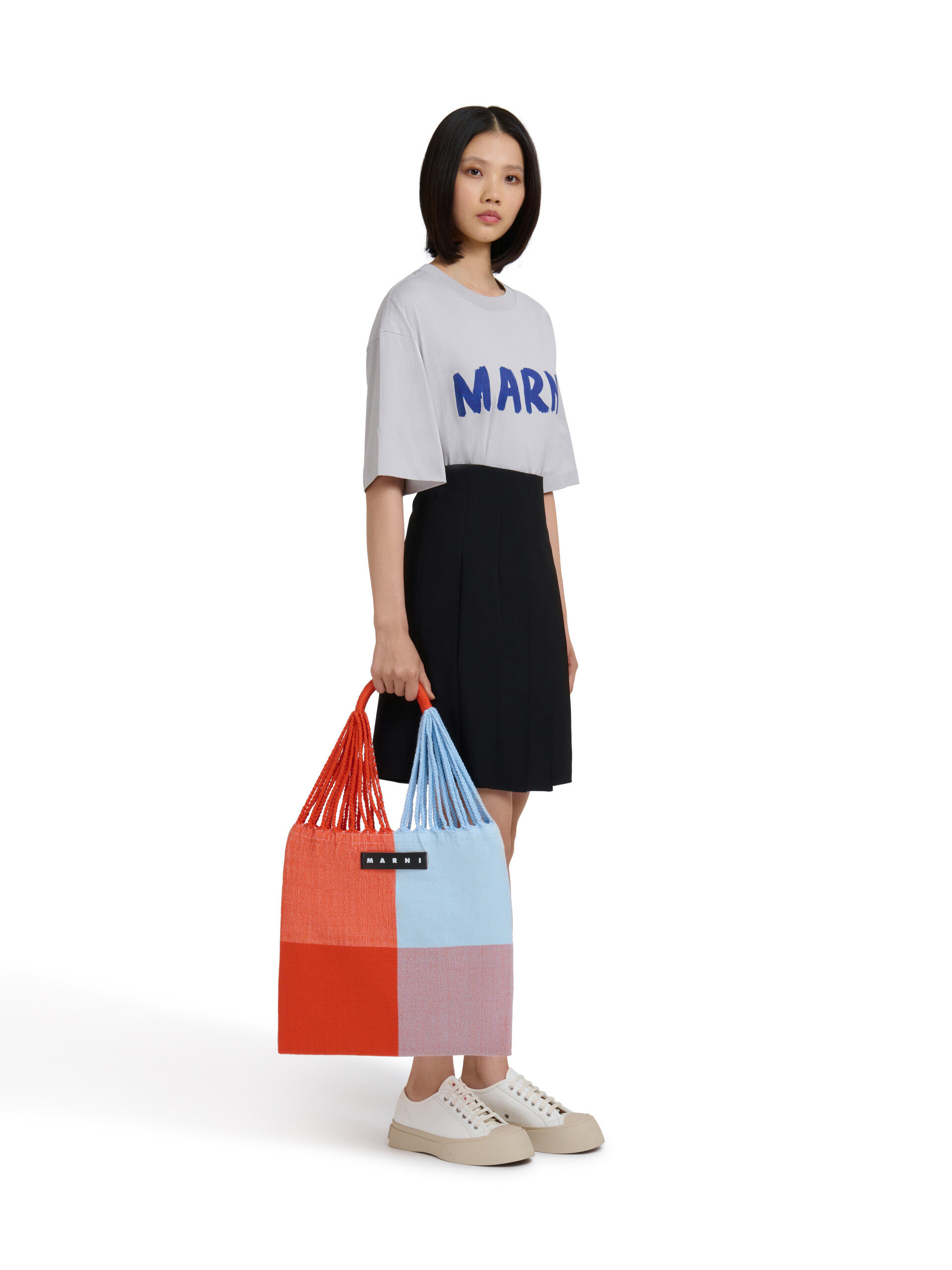 MARNI MARKET ポリエステル ショッピングバッグ ハンモック風ハンドル付き グレー/ターコイズ/レッド - ハンドバッグ - Image 2