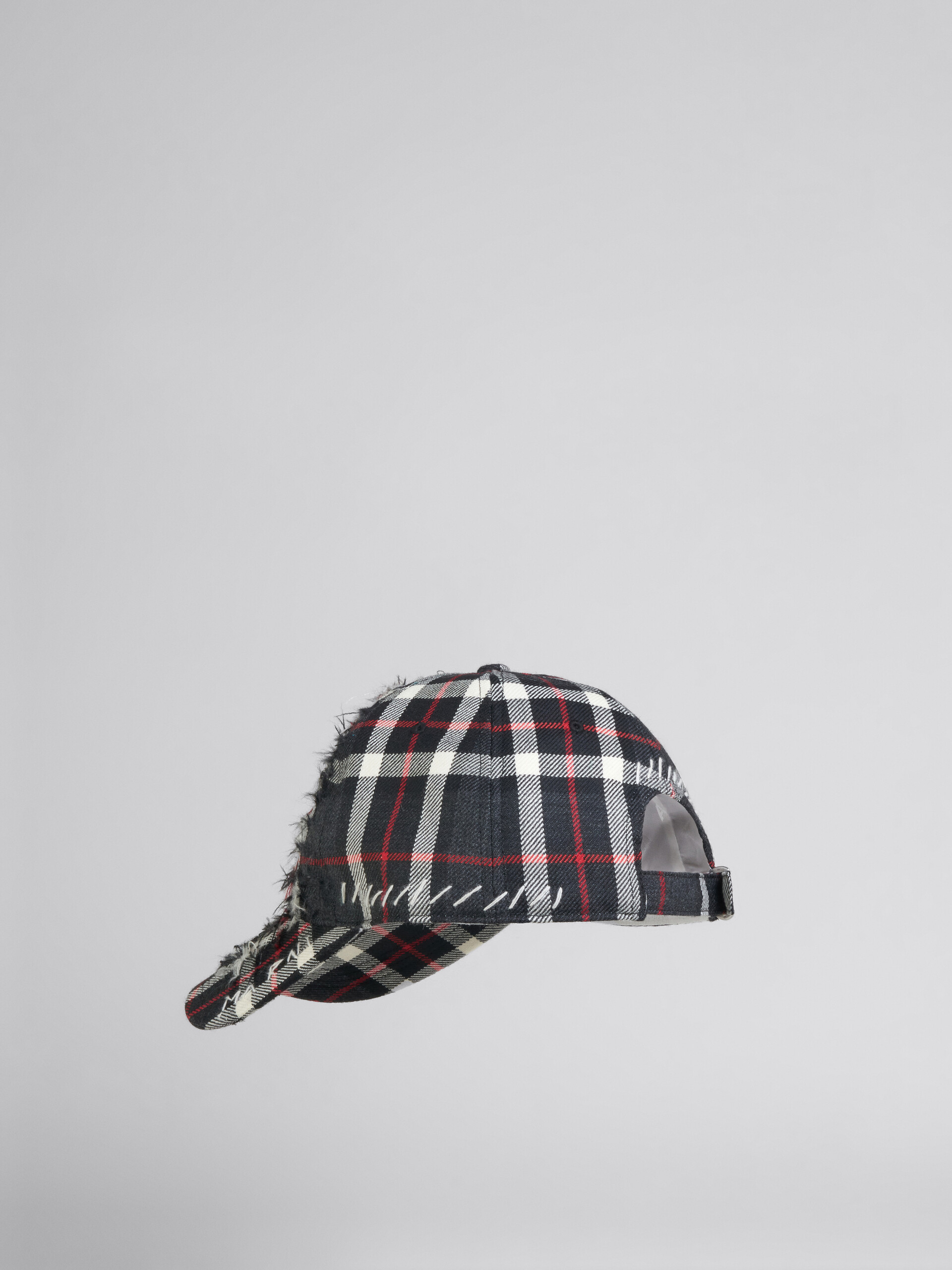Grey wool tartan baseball hat - Hats - Image 3