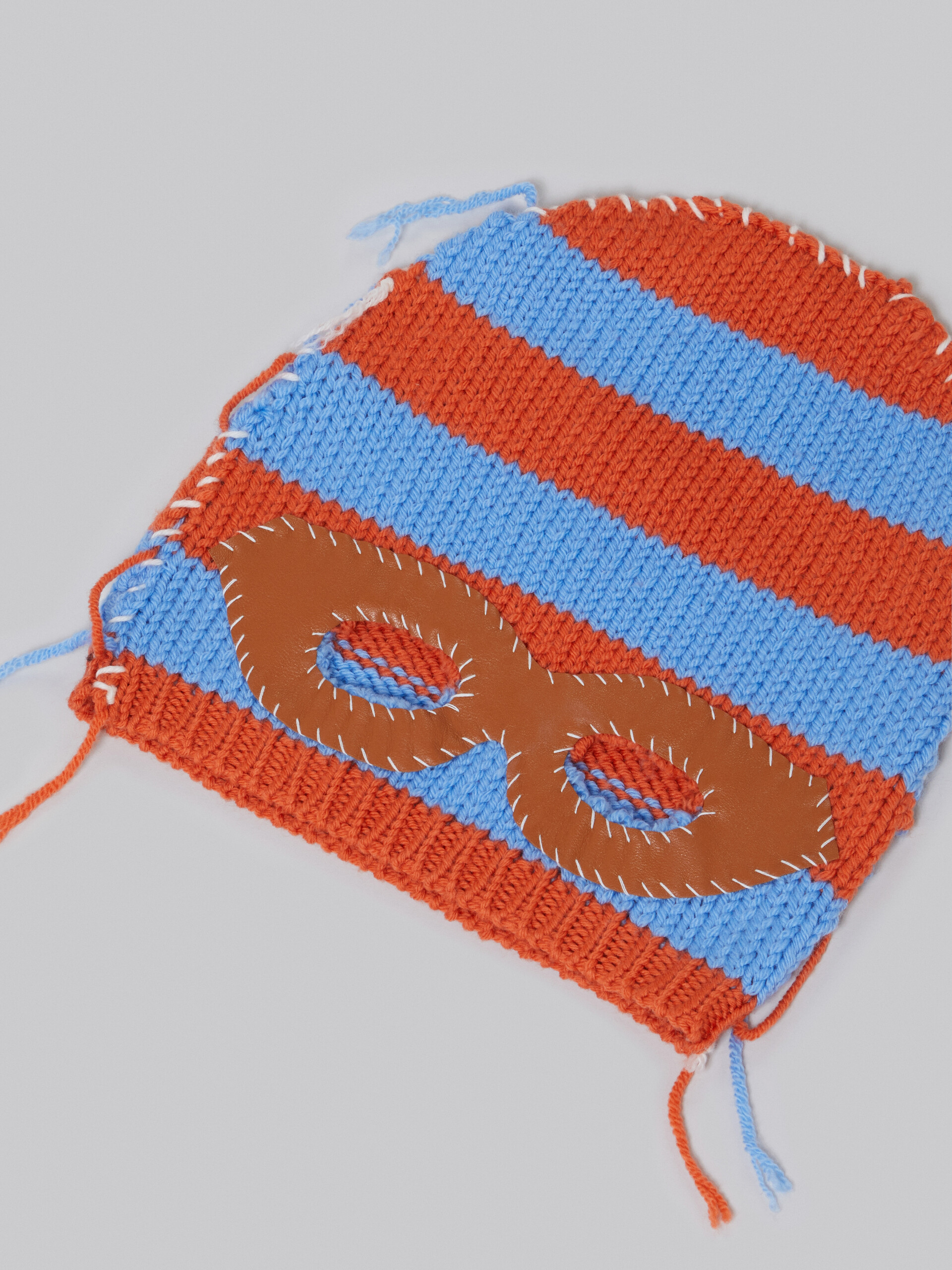Knitted wool balaclava with blue and orange stripes - Other accessories - Image 3