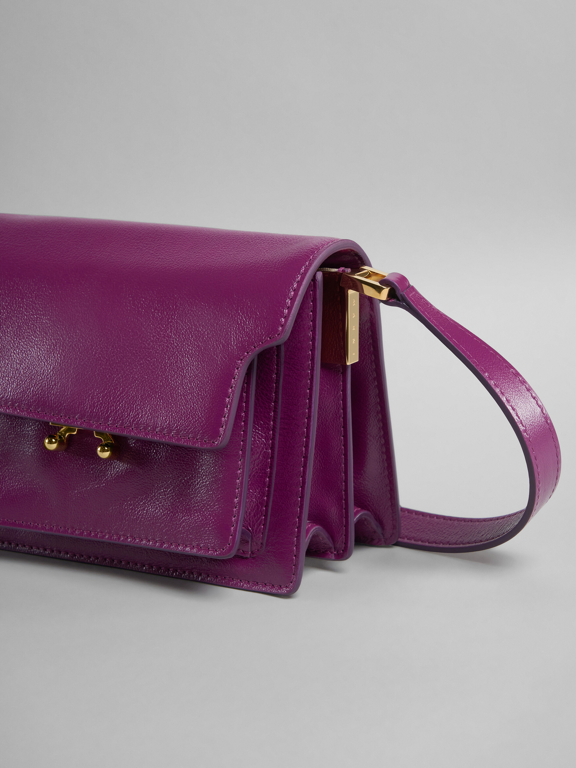TRUNK SOFT mini bag in purple leather - Shoulder Bag - Image 5