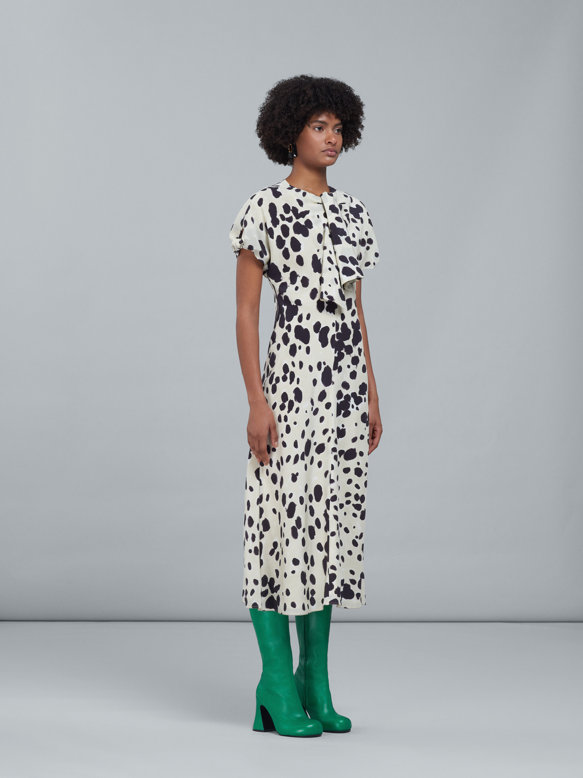 Pop Dots print silk crêpe long dress - Dresses - Image 6