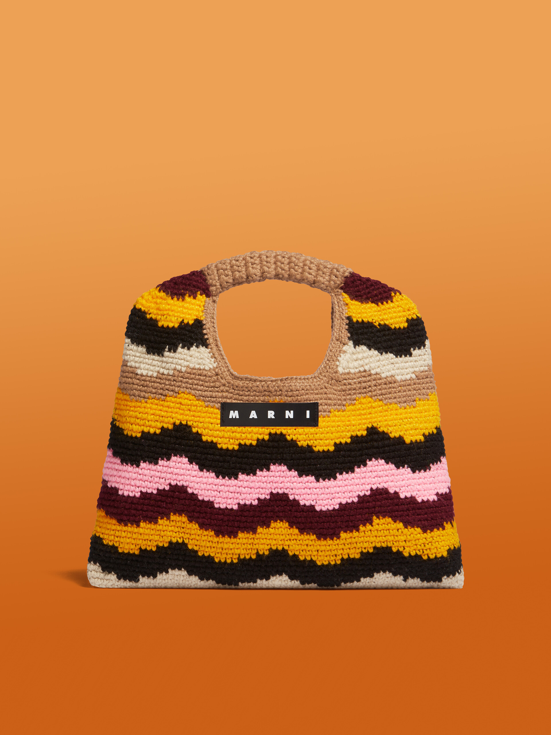 Brown multicoloured MARNI MARKET WAVES tech wool bag - Shopping Bags - Image 1