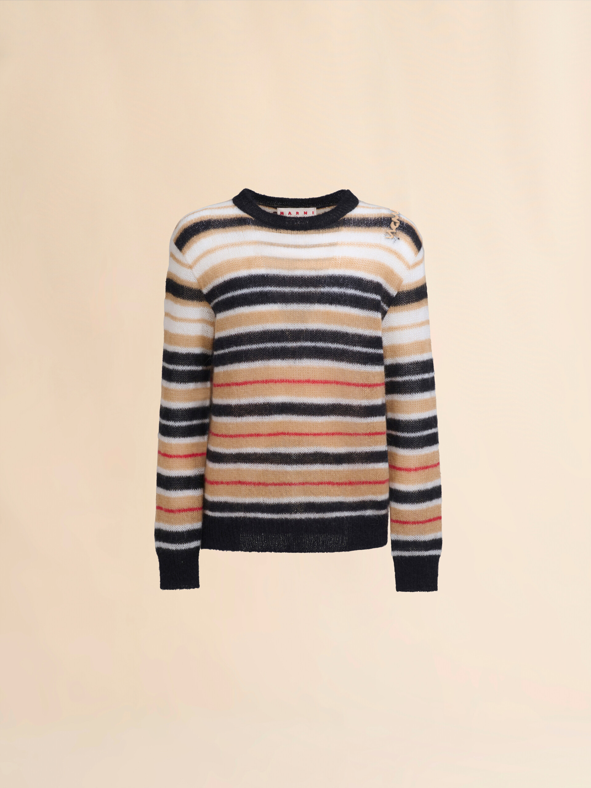 Beige striped brushed mohair jumper - Pullovers - Image 1