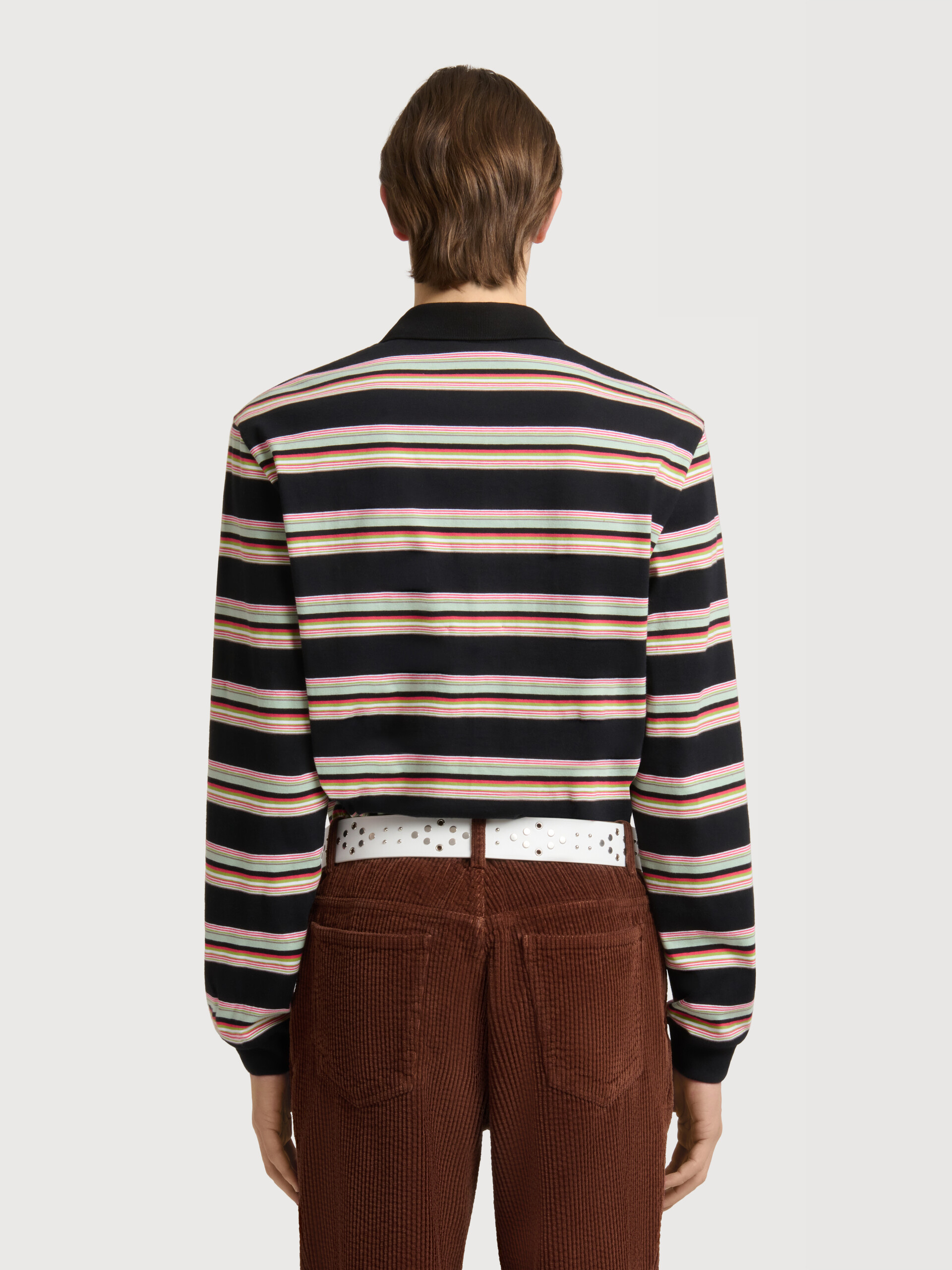 Black and light green striped cotton polo shirt - Shirts - Image 4
