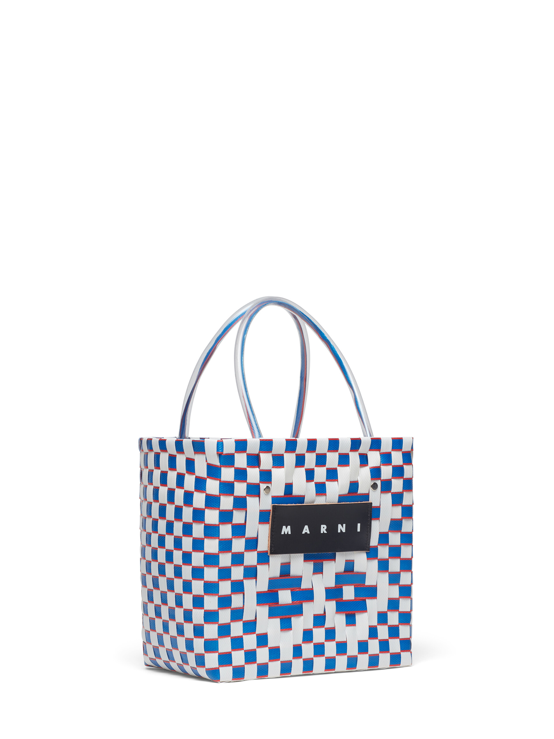 MARNI MARKET BASKET bag in white and pale blue woven material - Bags - Image 2