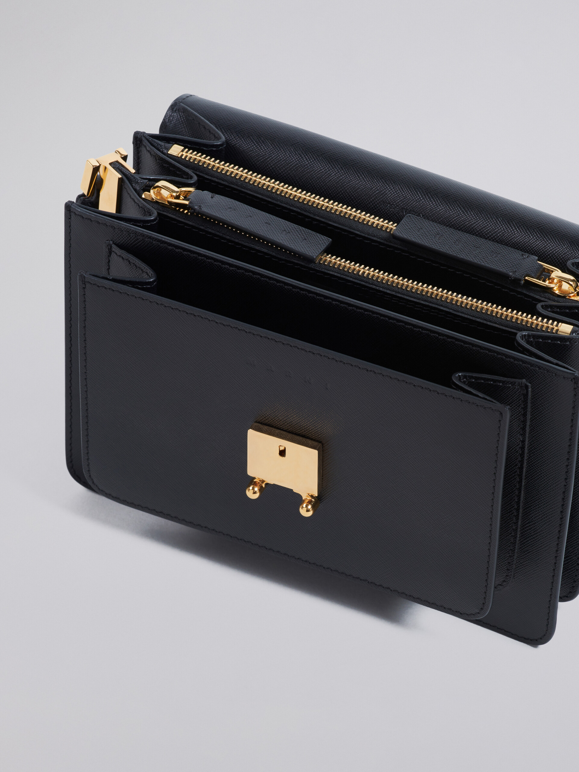 TRUNK medium bag in black saffiano leather - Shoulder Bag - Image 3