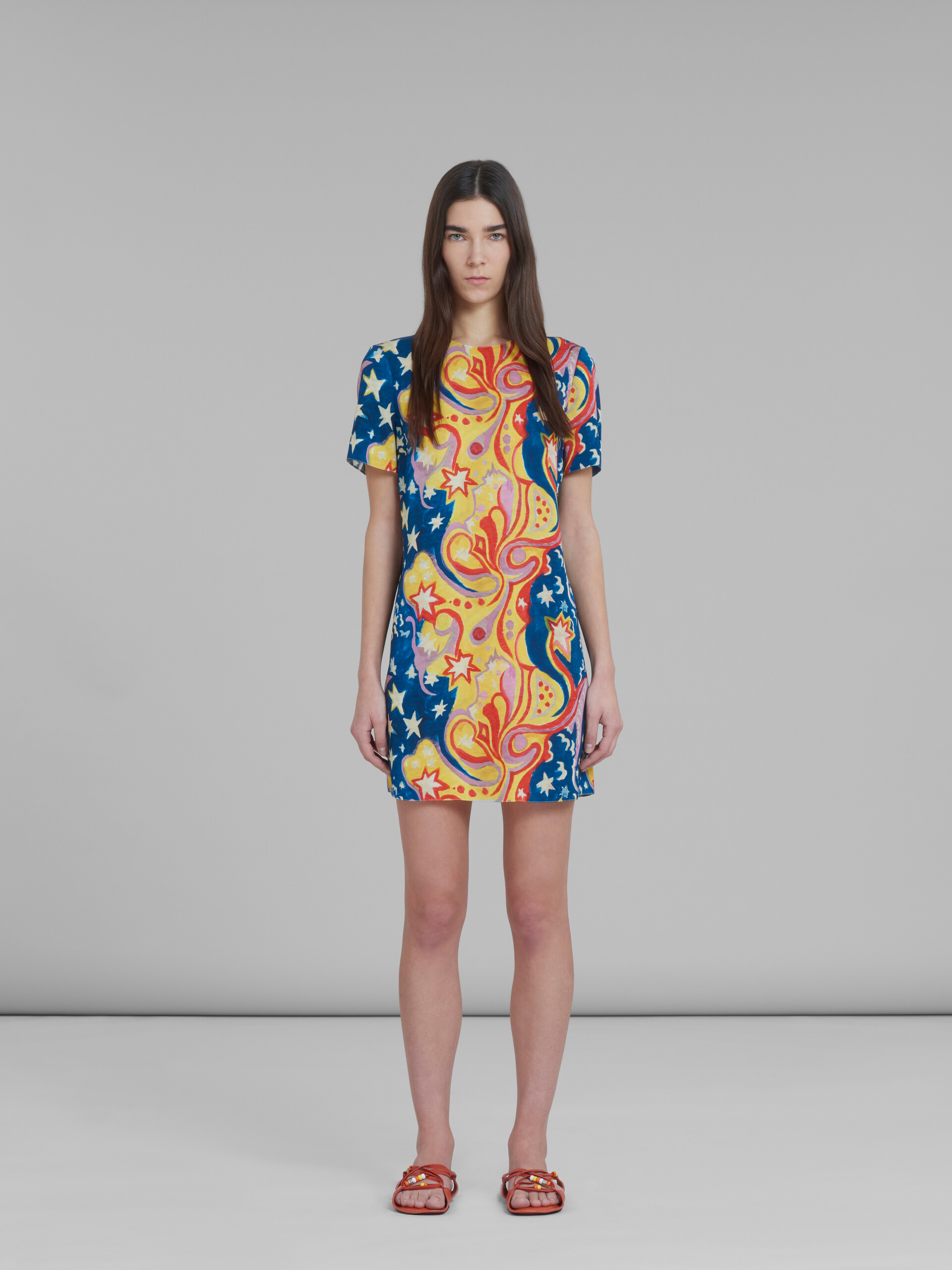 Marni x No Vacancy Inn - Multicolor satin short dress with Galactic Paradise print - Dresses - Image 2