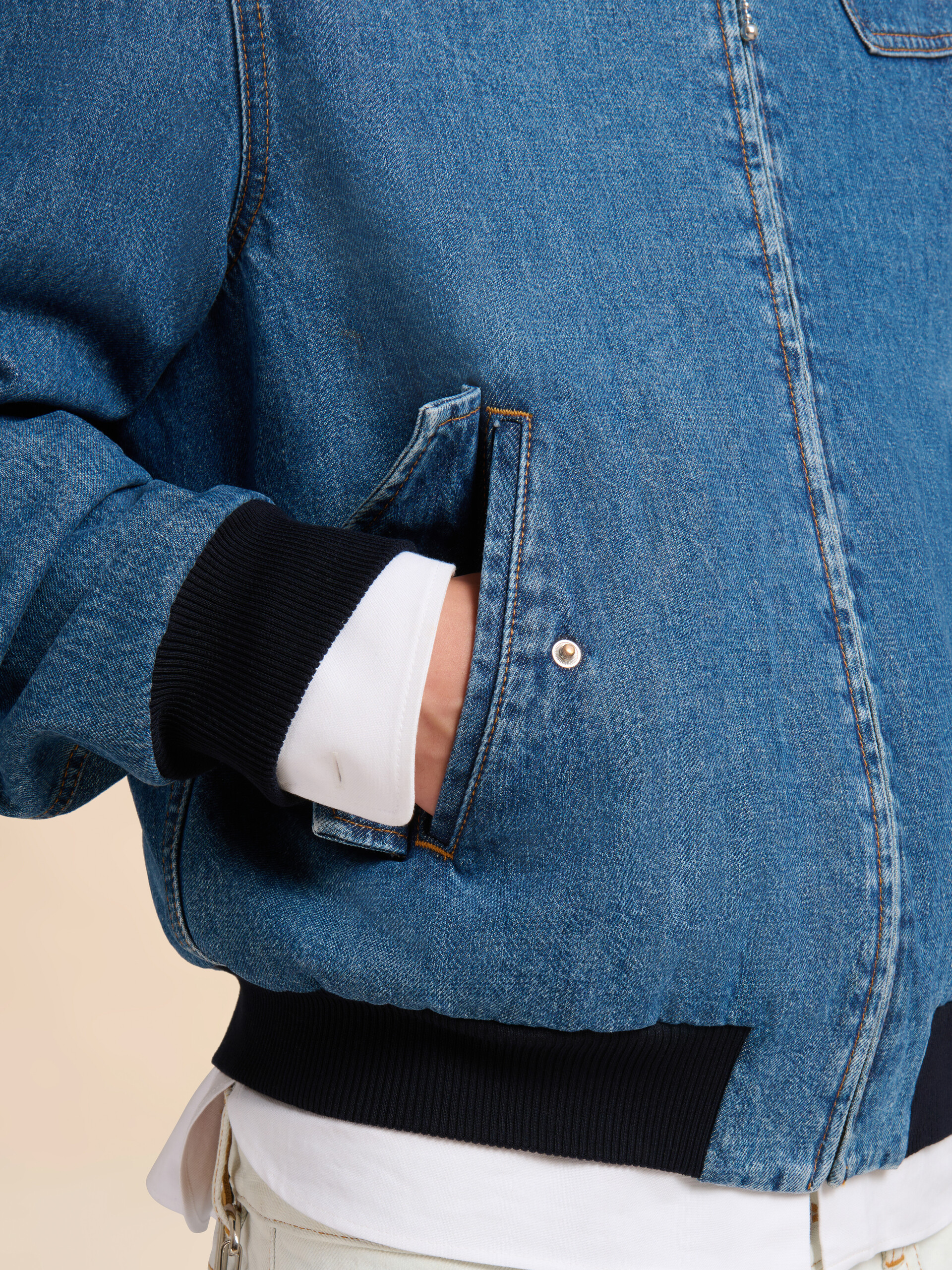 Blue denim bomber jacket with degradé collar - Jackets - Image 5