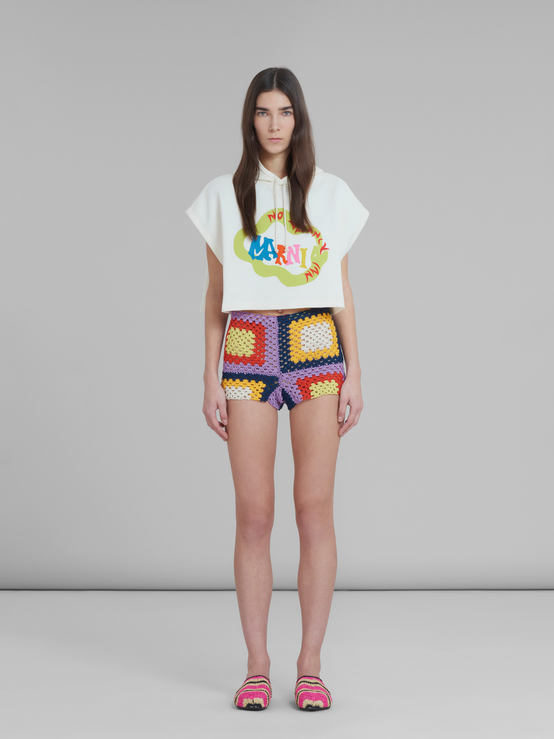 Marni x No Vacancy Inn - Multicolour cotton-knit shorts - Pants - Image 2