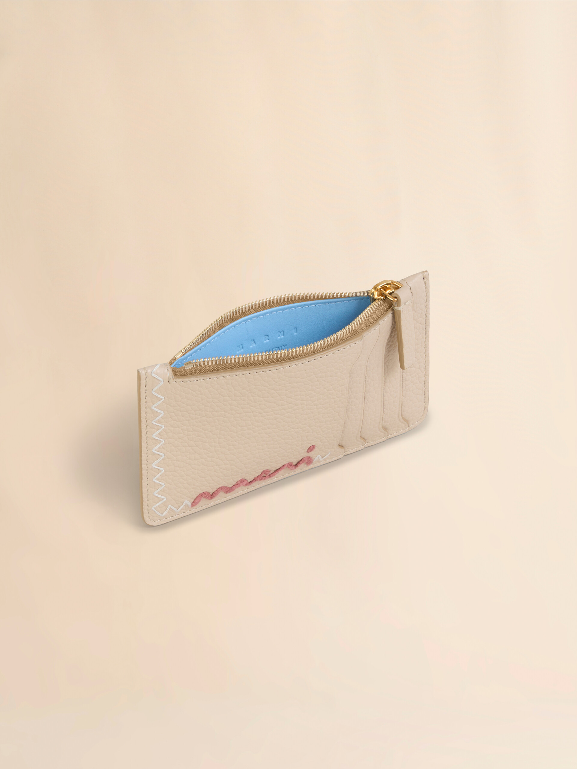 Beige credit card holder with Marni Symbol logo | Marni