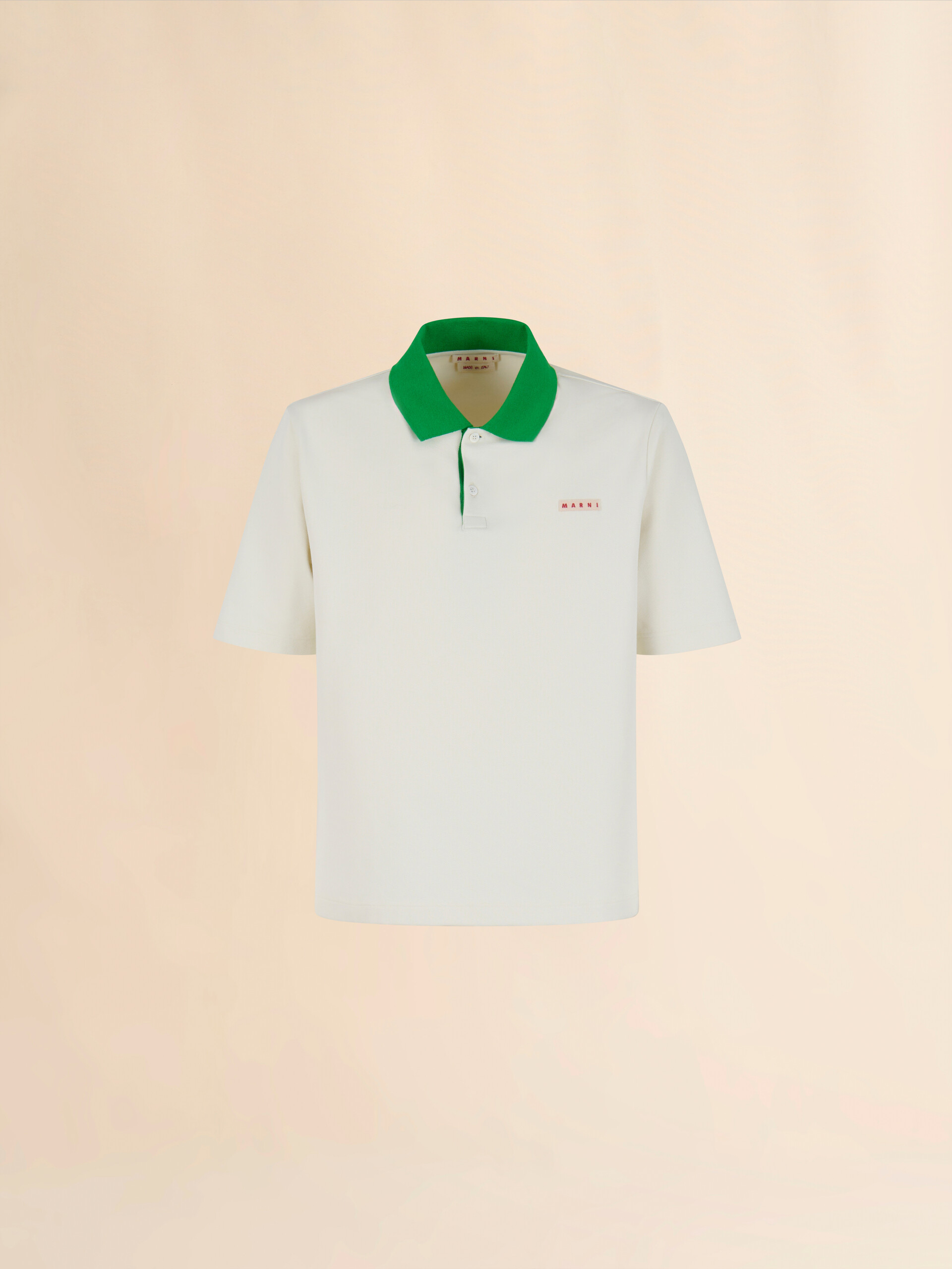 Light blue piqué polo shirt with contrast collar - Shirts - Image 1