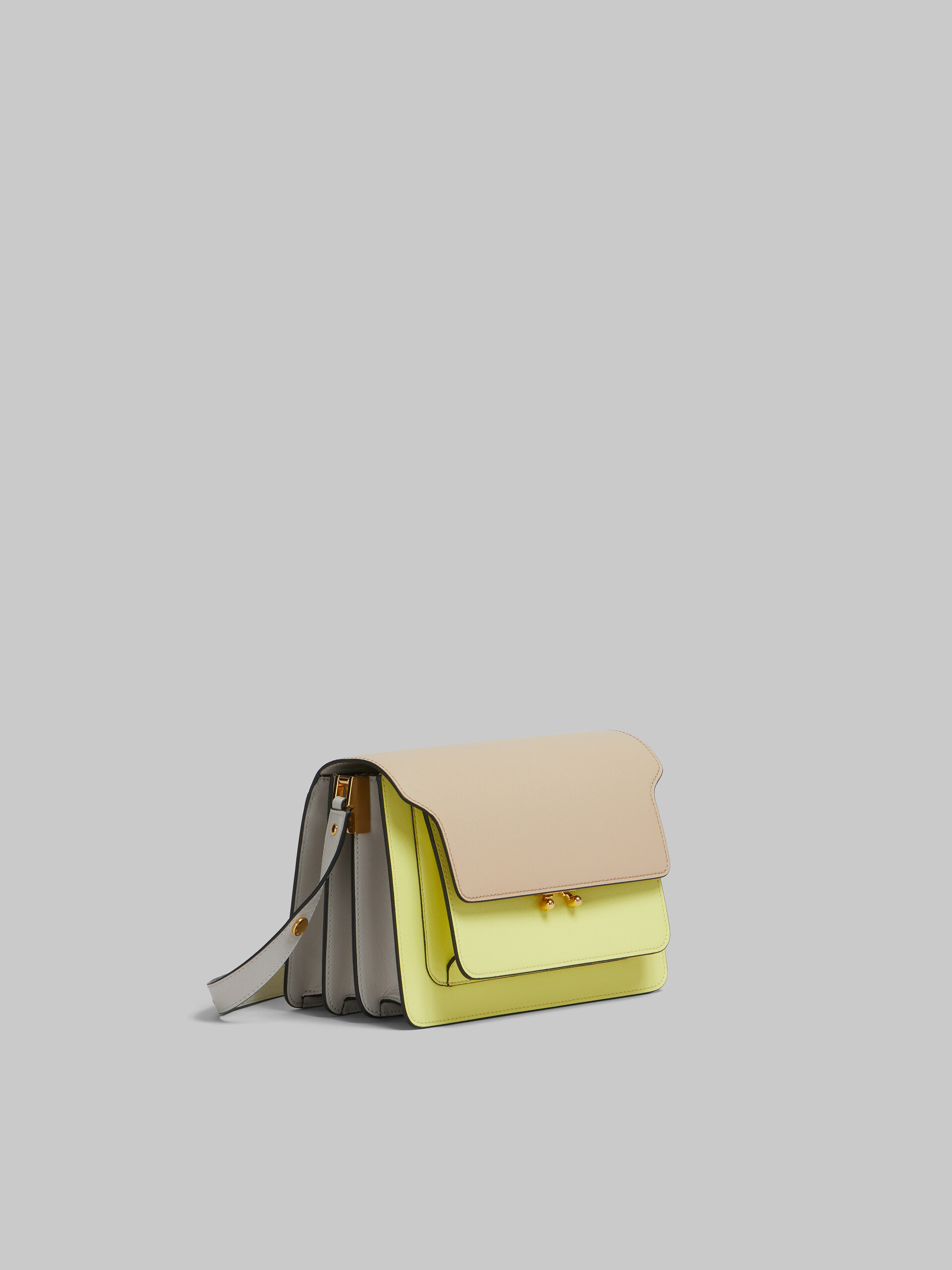 Tan yellow and grey saffiano leather medium Trunk bag - Shoulder Bags - Image 5