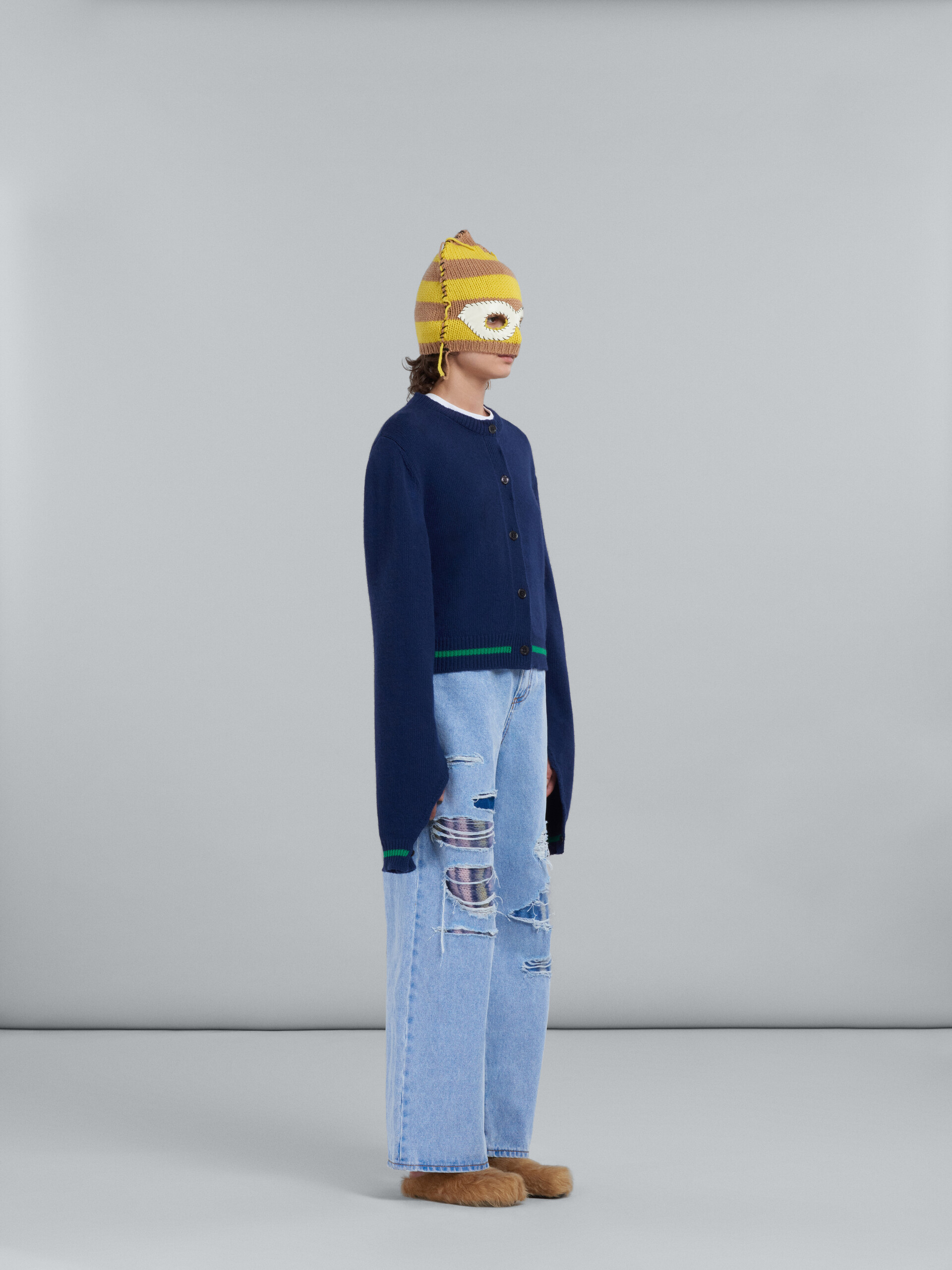 Wide trousers in light blue denim and mohair - Pants - Image 5