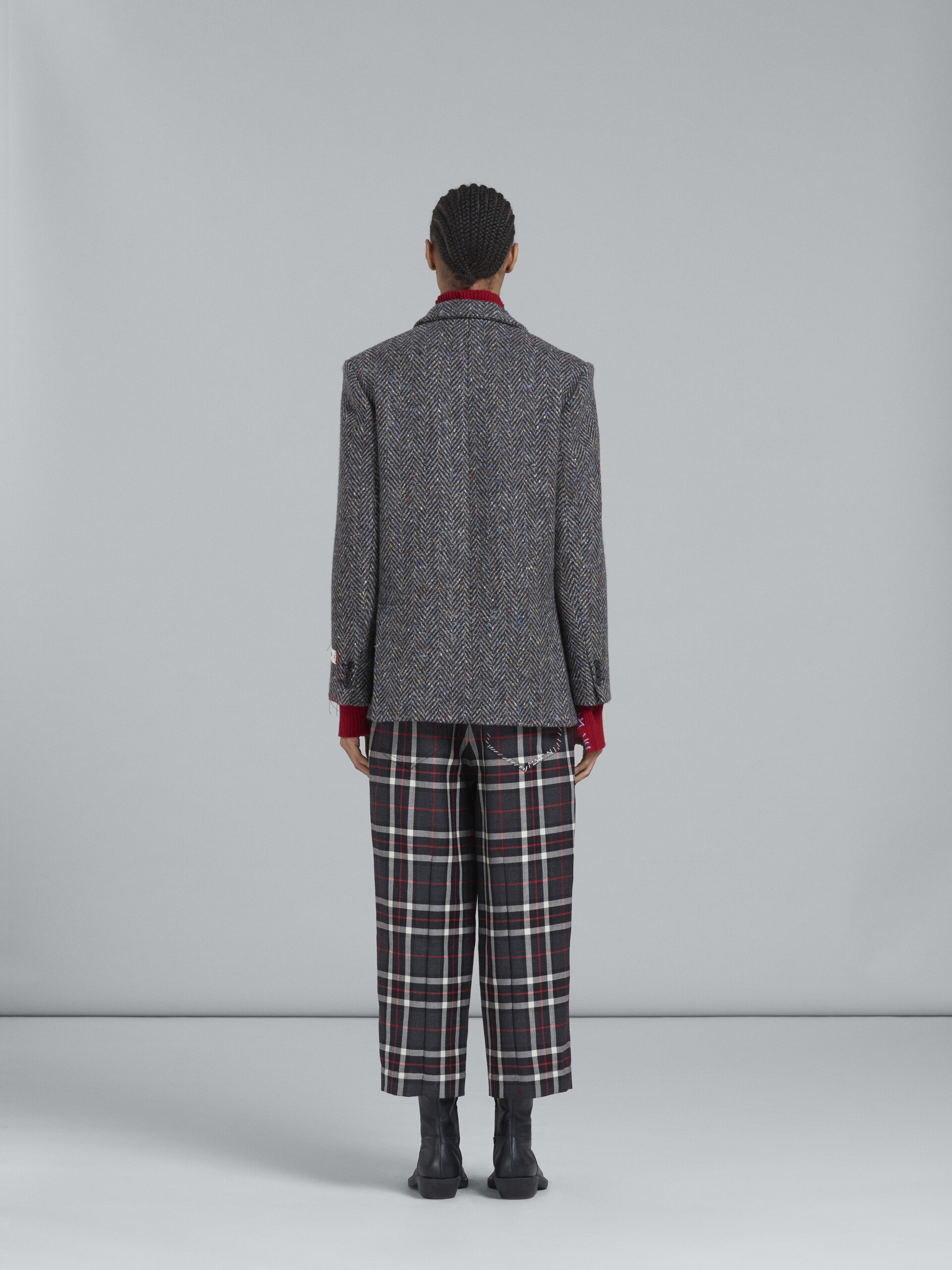 Grey chevron wool three-button blazer - Jackets - Image 3