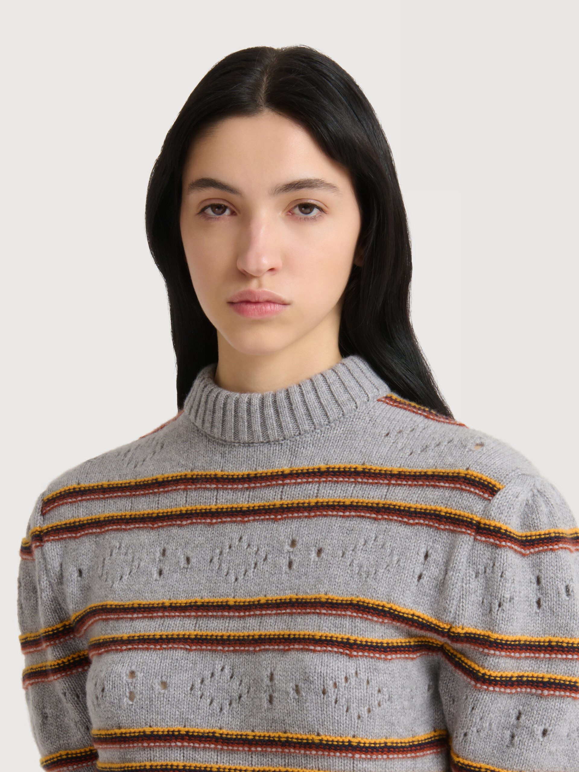 Brown cashmere jumper with openwork knit - Pullovers - Image 5