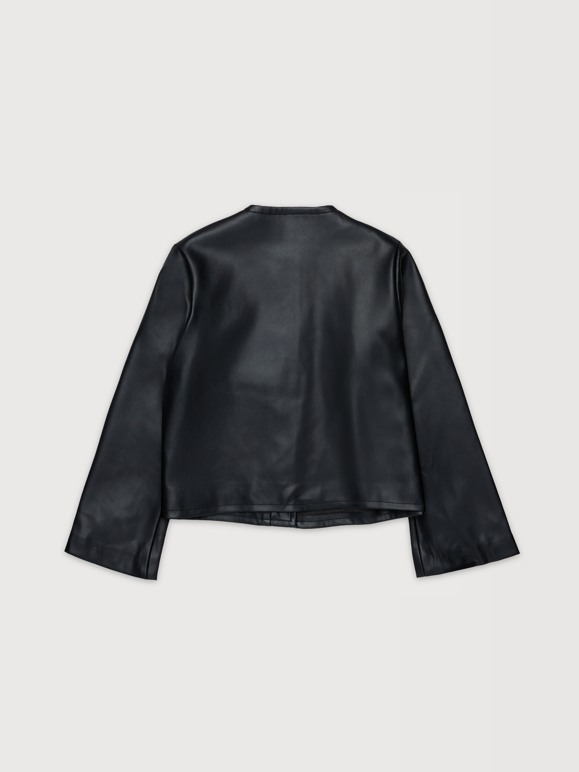 Black coated fabric jacket with pocket - Jackets - Image 2