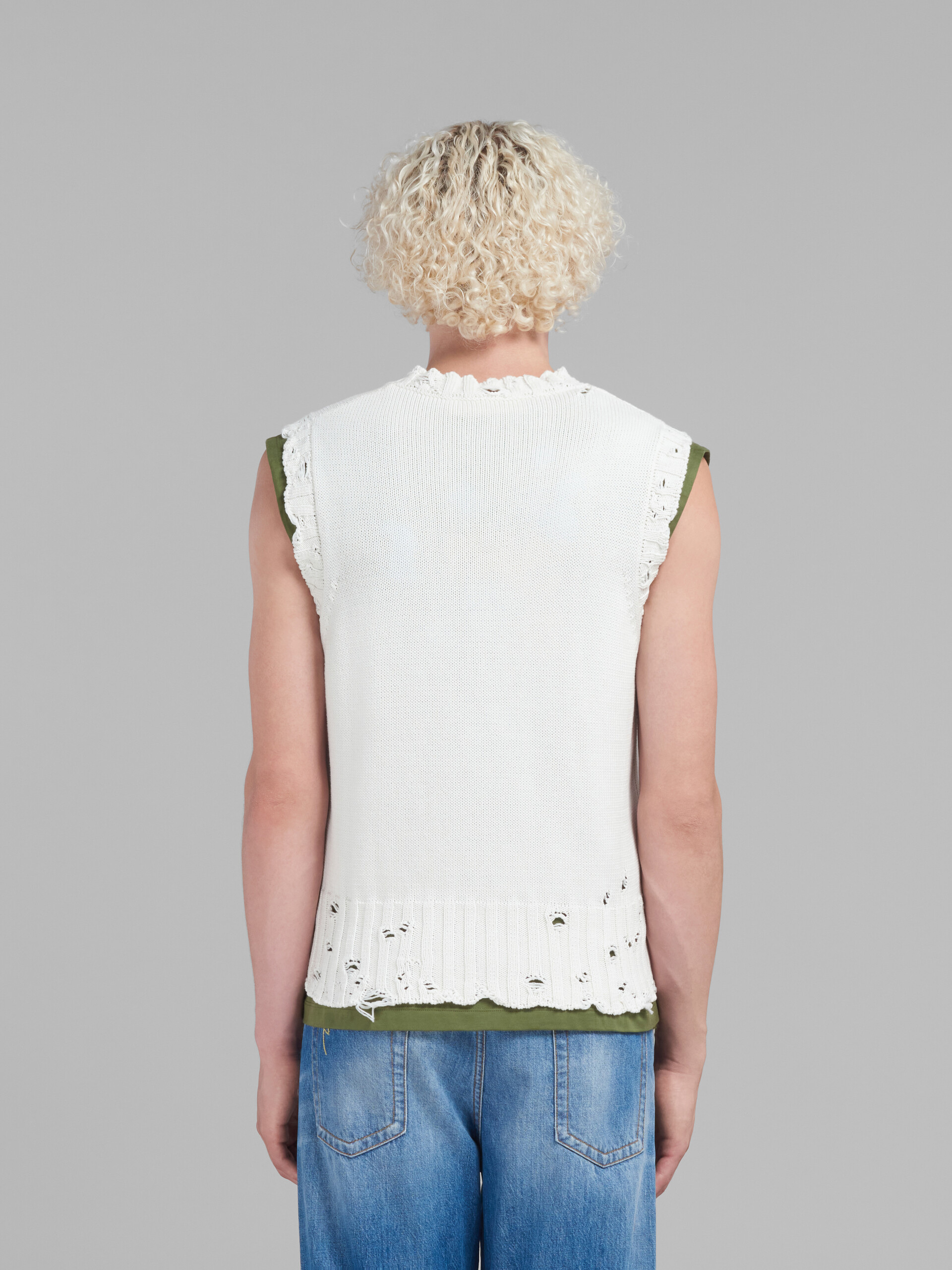 Black cotton V-neck vest - Pullovers - Image 3