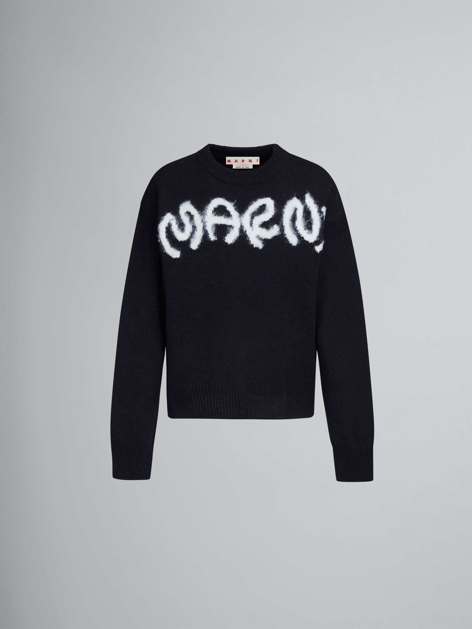 Shetland wool logo crewneck sweater - Pullovers - Image 1
