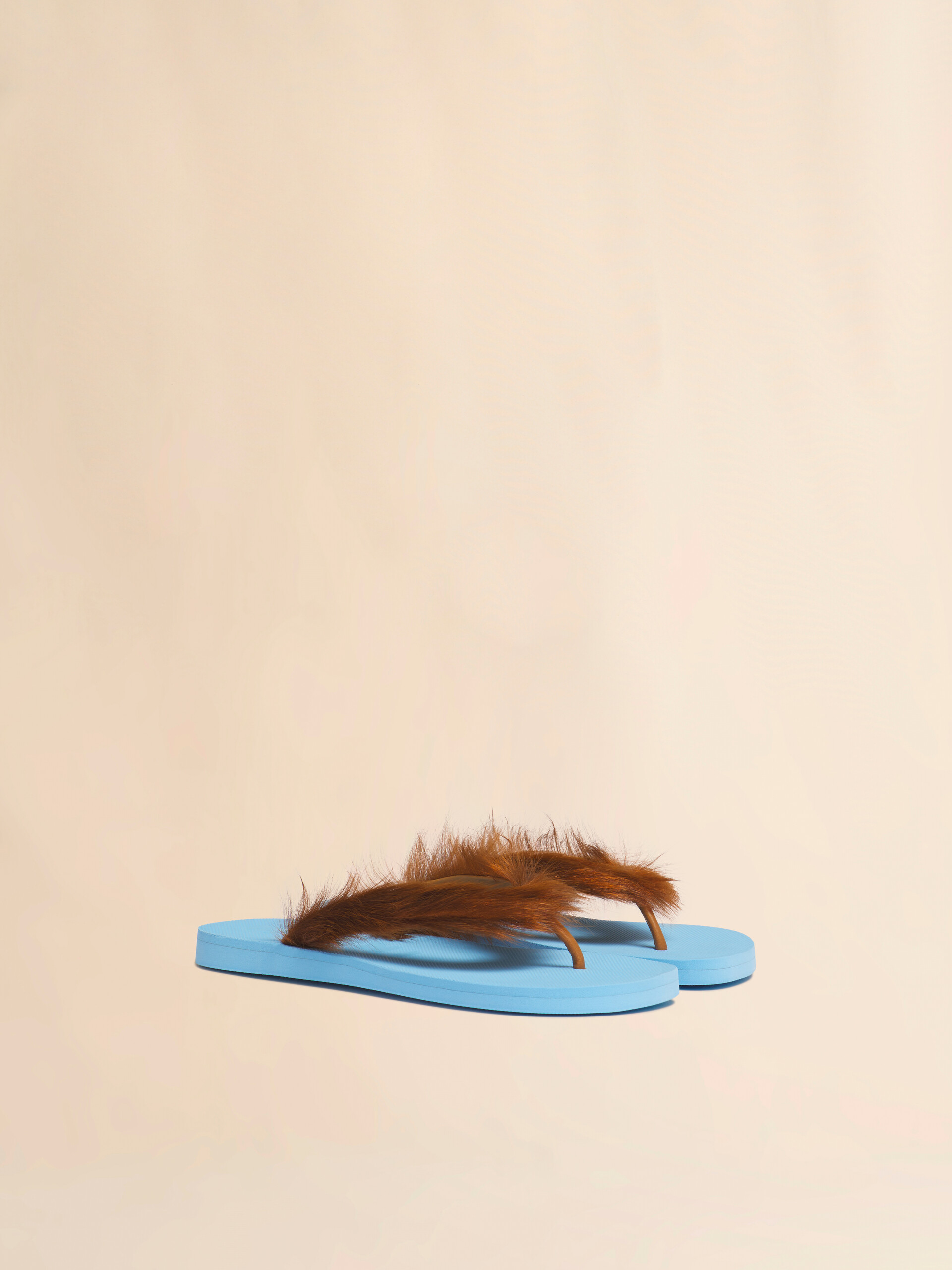 Brown and yellow ponyhair flip-flop - Sandals - Image 2