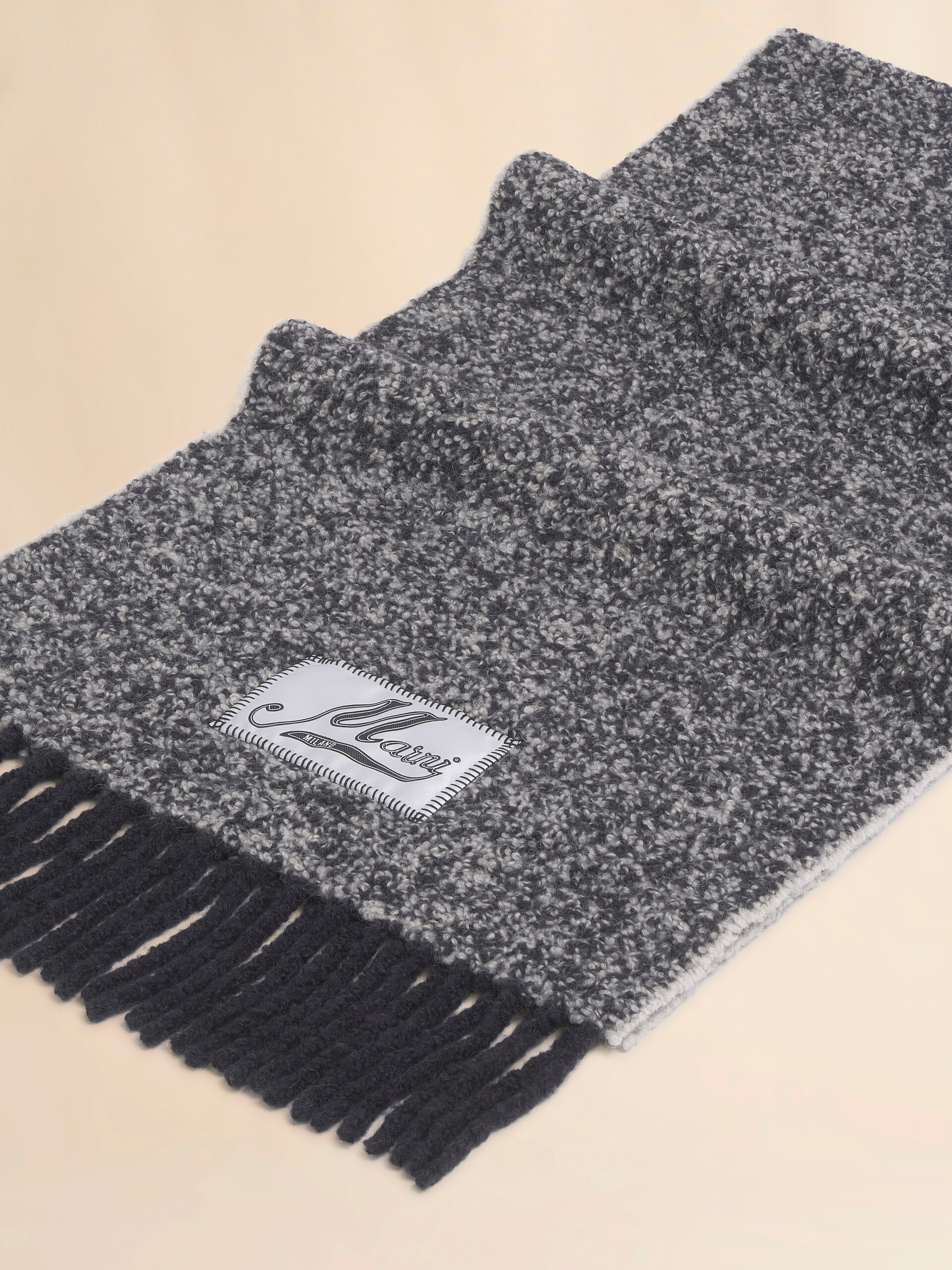 Beige bouclé alpaca scarf - Scarves - Image 4