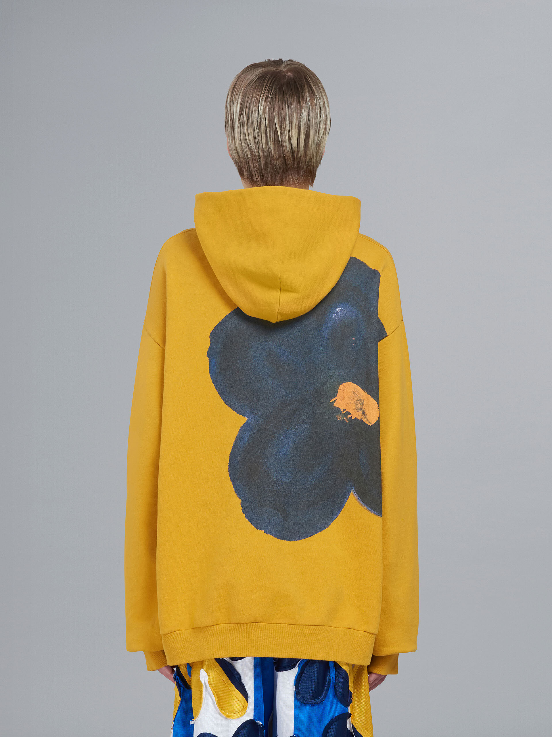 Black Daisy print yellow cotton hooded sweatshirt - Sweaters - Image 3