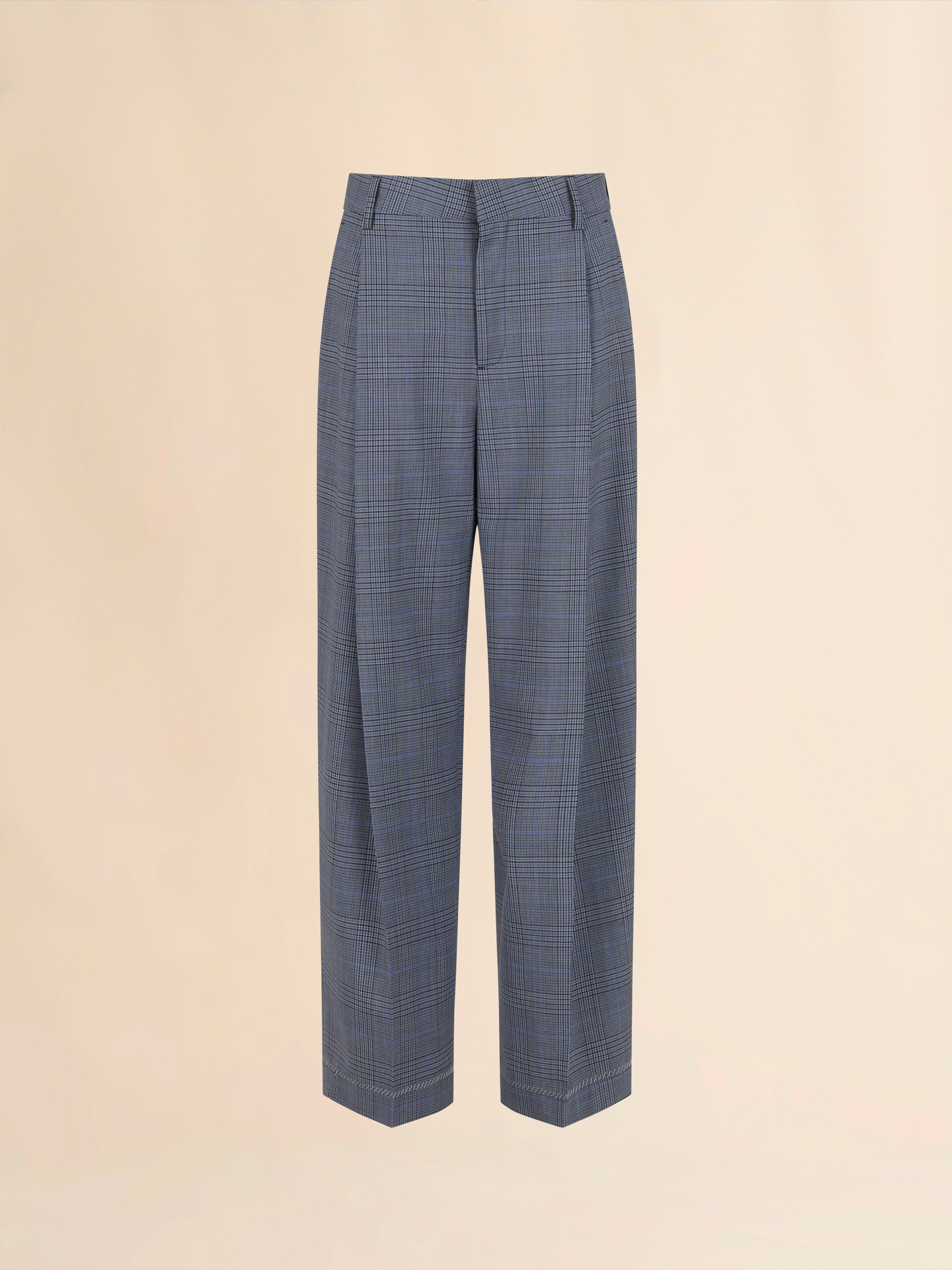 Blue wool trousers with Prince of Wales check - Pants - Image 1