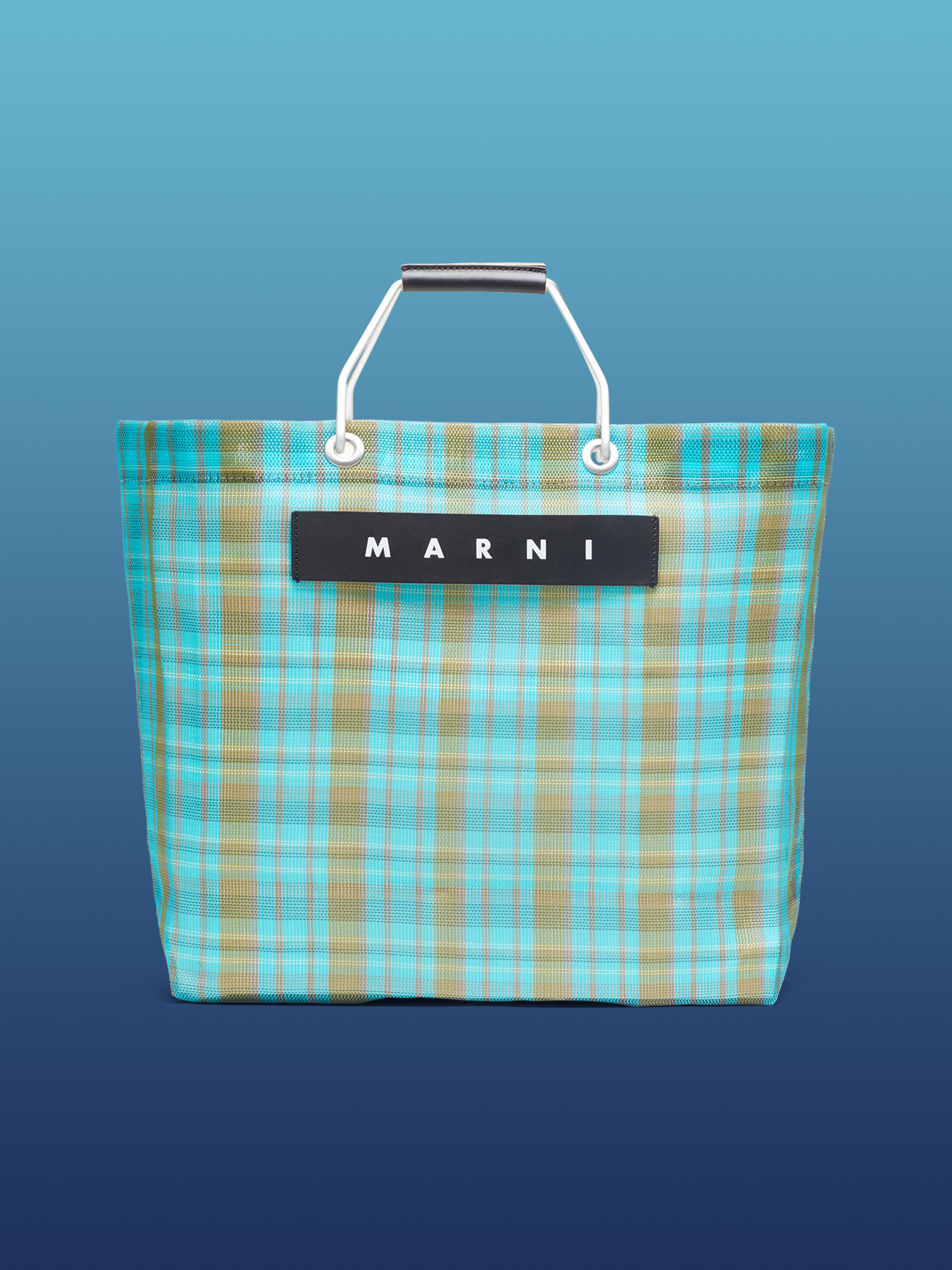 MARNI MARKET bag in pale blue and green - Shopping Bags - Image 1
