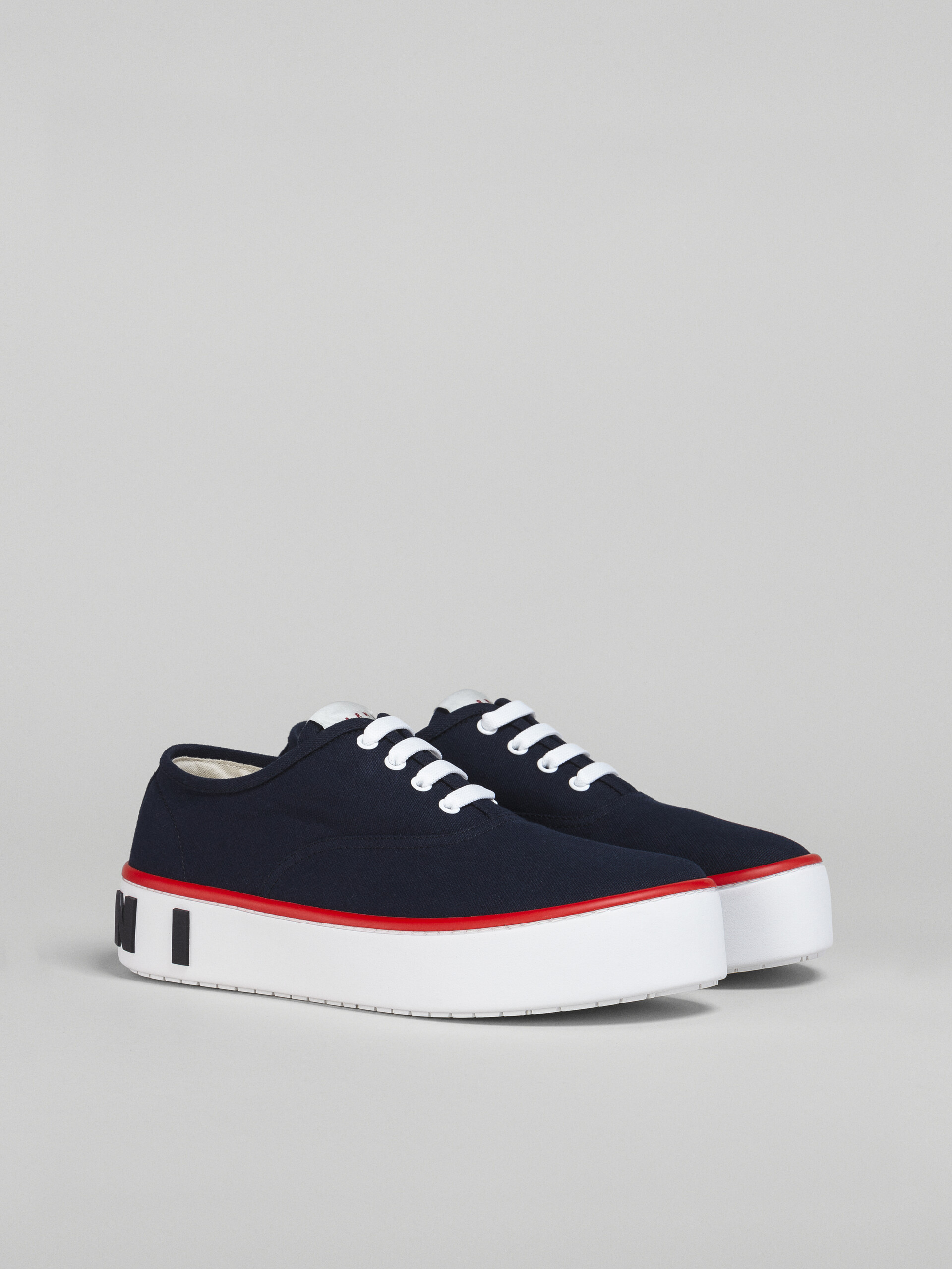 Blue canvas sneaker with maxi logo - Sneakers - Image 2