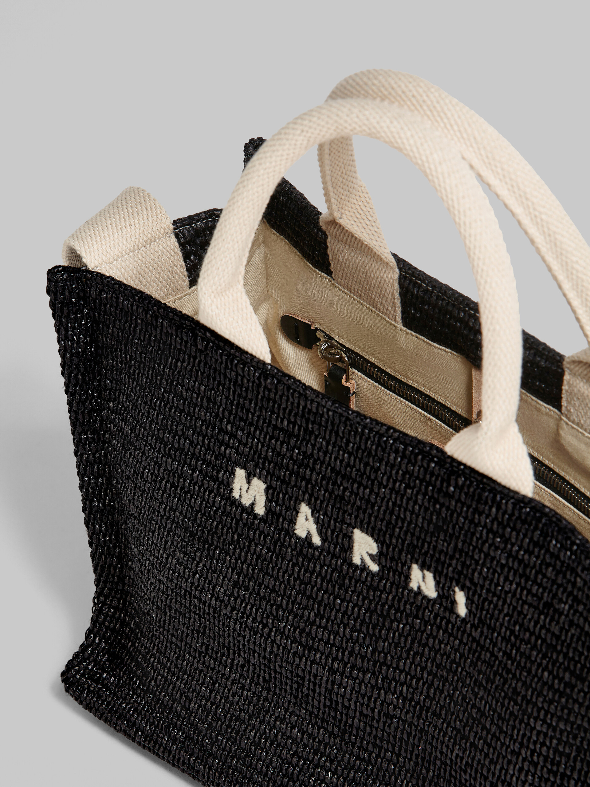 Black raffia Small Tote Bag - Shopping Bags - Image 4