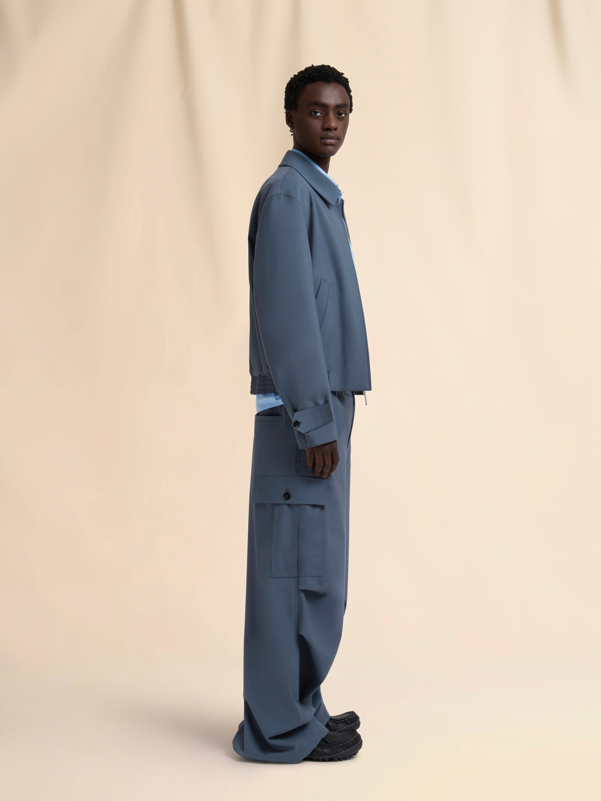 Gray light wool jacket with collar - Jackets - Image 6
