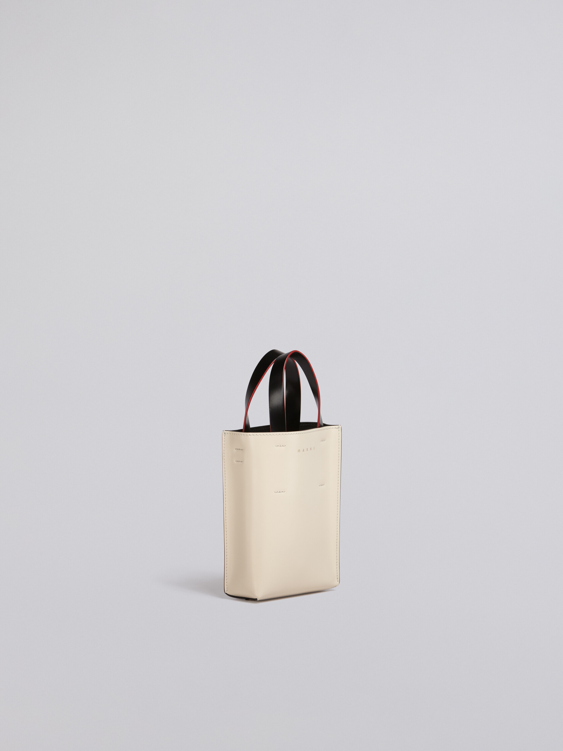 Nano MUSEO shopping bag in beige and pink smooth calfskin with shoulder strap - Shopping Bags - Image 5