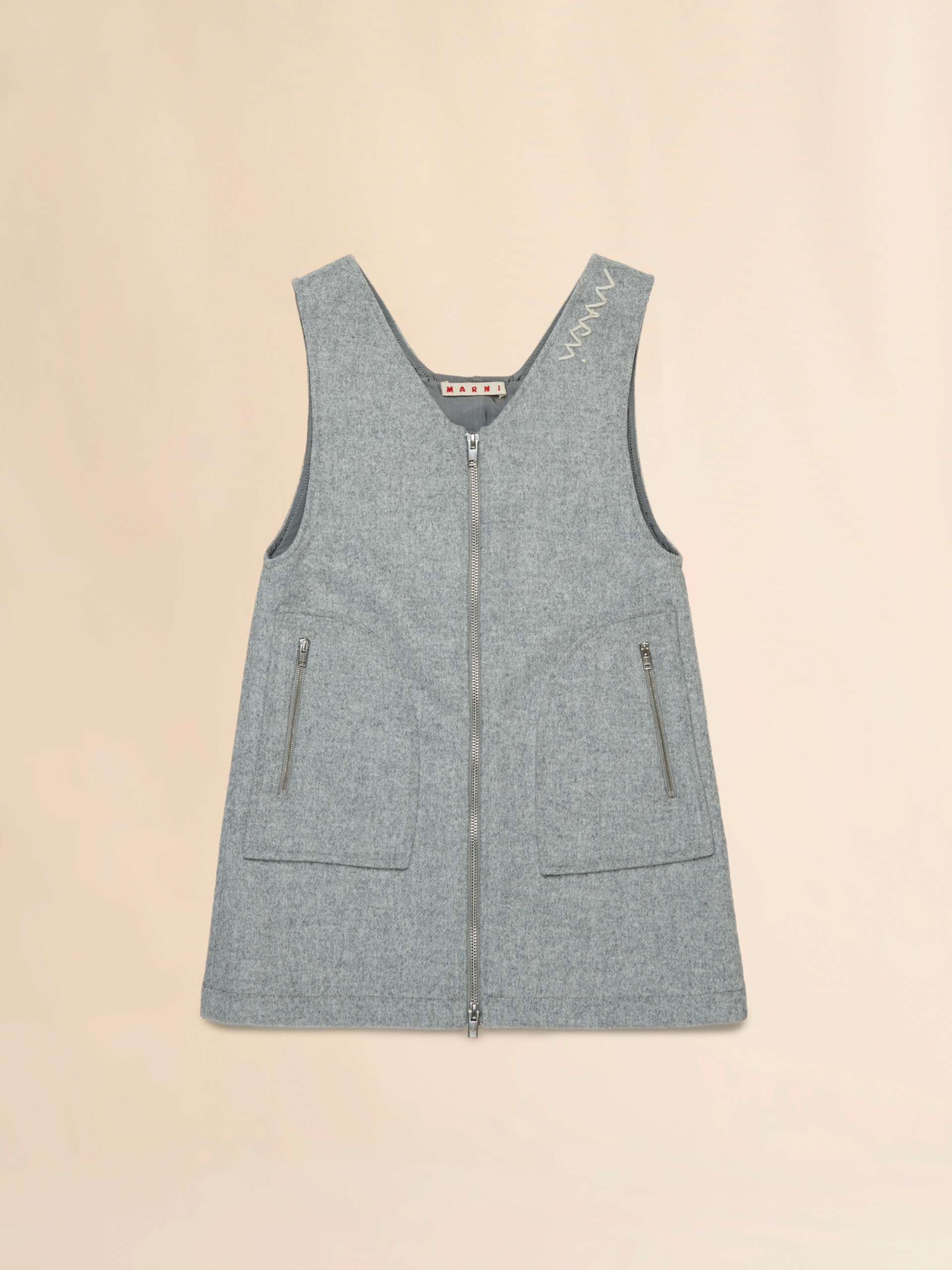 Grey melange wool blend pinafore with Marni Symbol - Dresses - Image 1