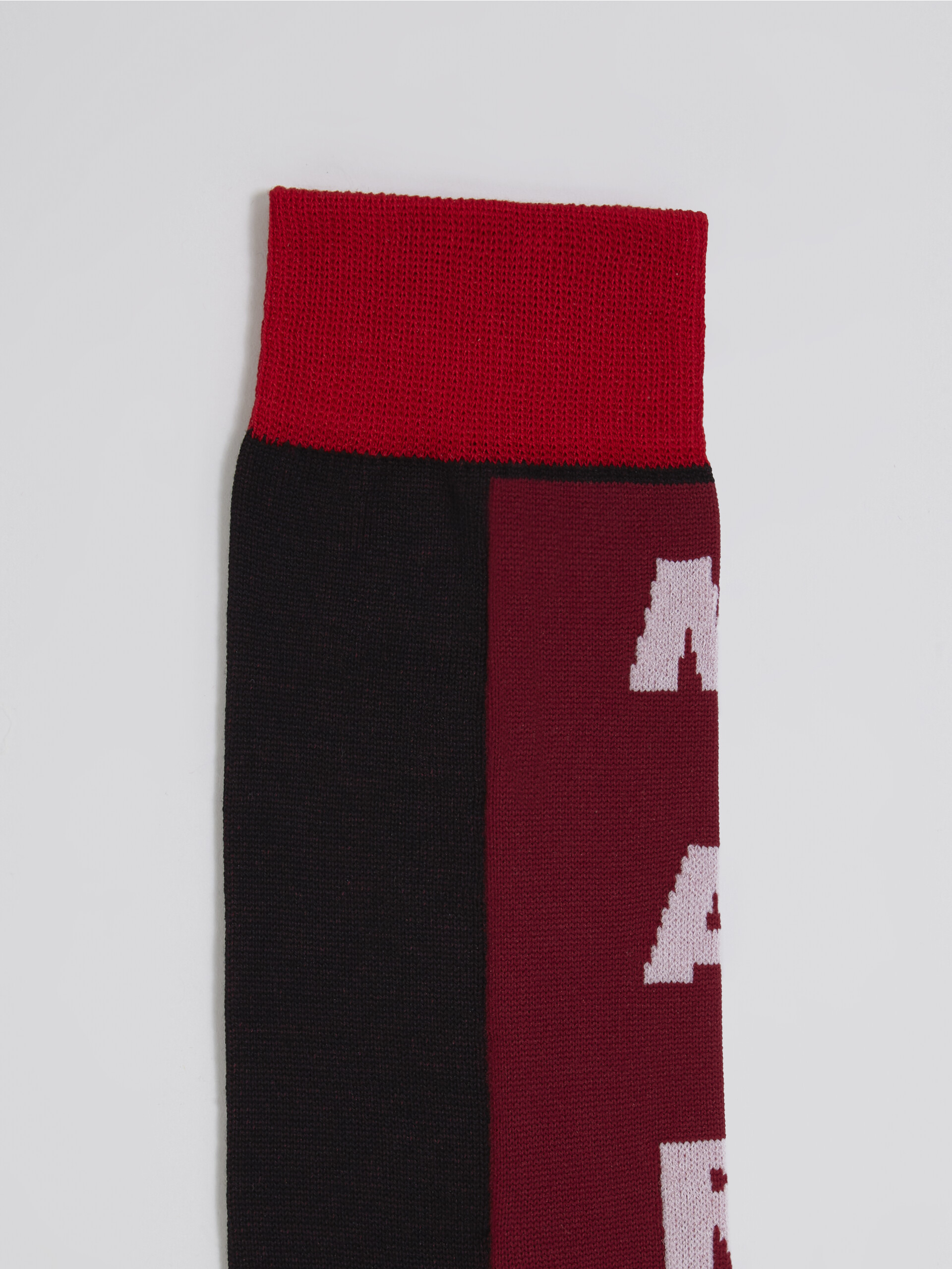 Burgundy cotton and nylon logo intarsia sock - Socks - Image 3