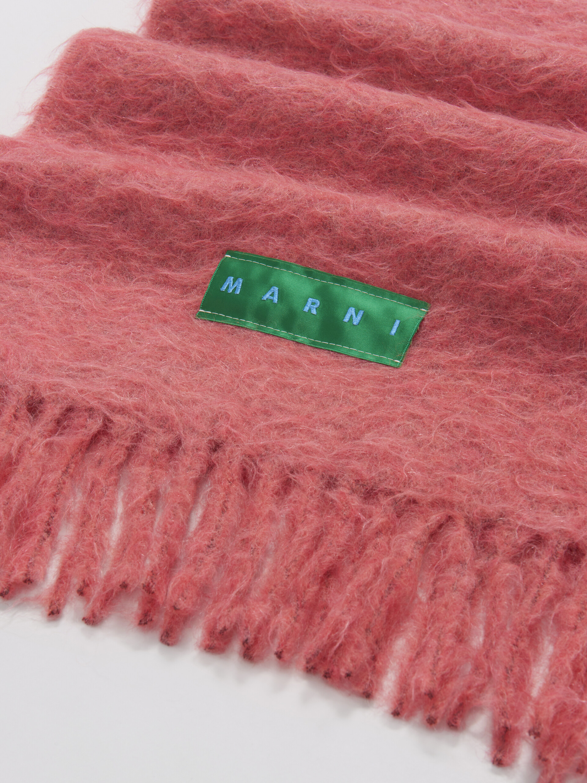 Pink alpaca and mohair scarf with fringes - Scarves - Image 3