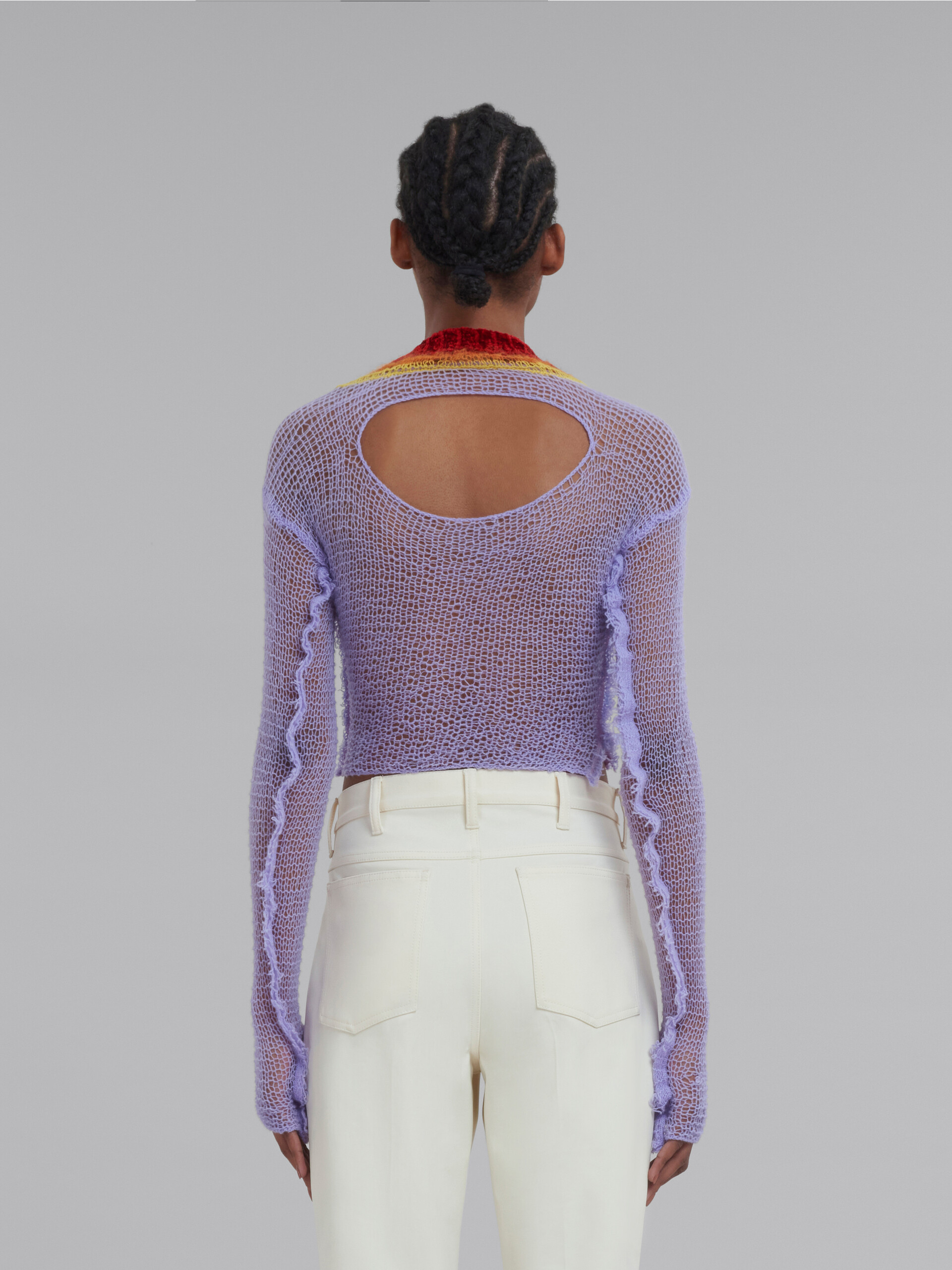Purple wool and cashmere mesh jumper with cutout - Pullovers - Image 3