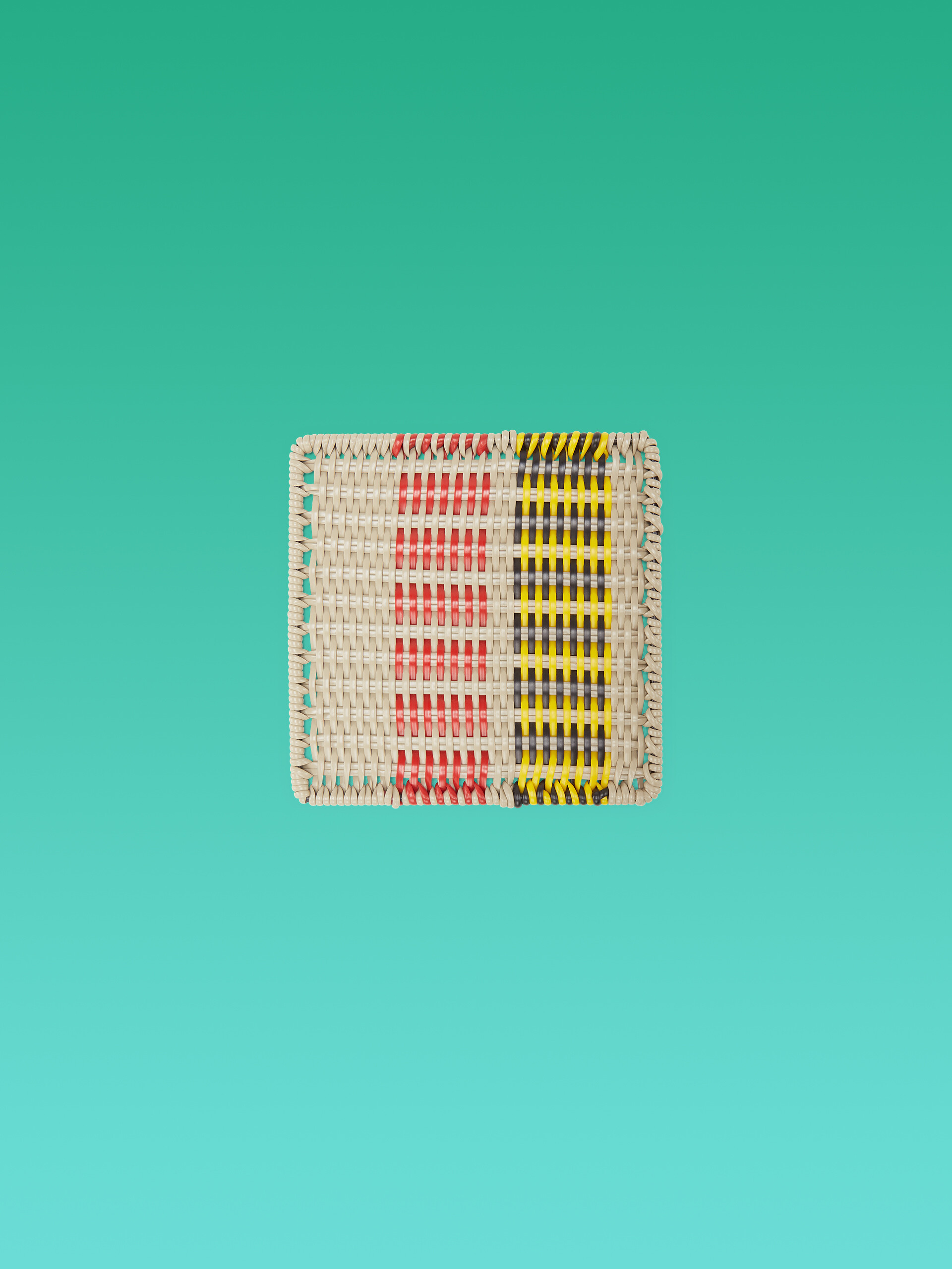 MARNI MARKET square mat with striped motif in iron and yellow, black, red and beige woven PVC - Accessories - Image 1