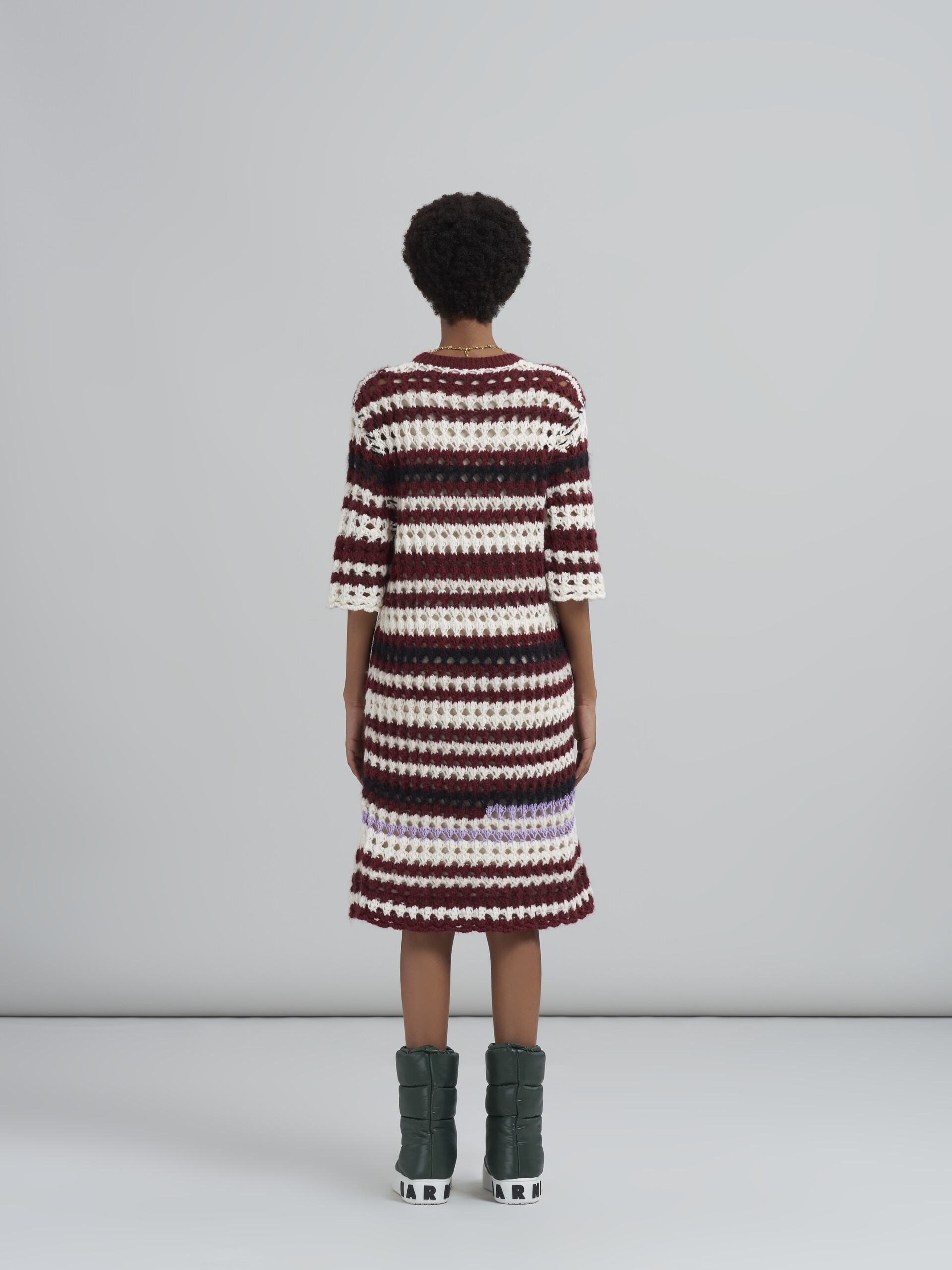 Multi-coloured striped 3D crochet intarsia dress in blended yarns - Dresses - Image 3