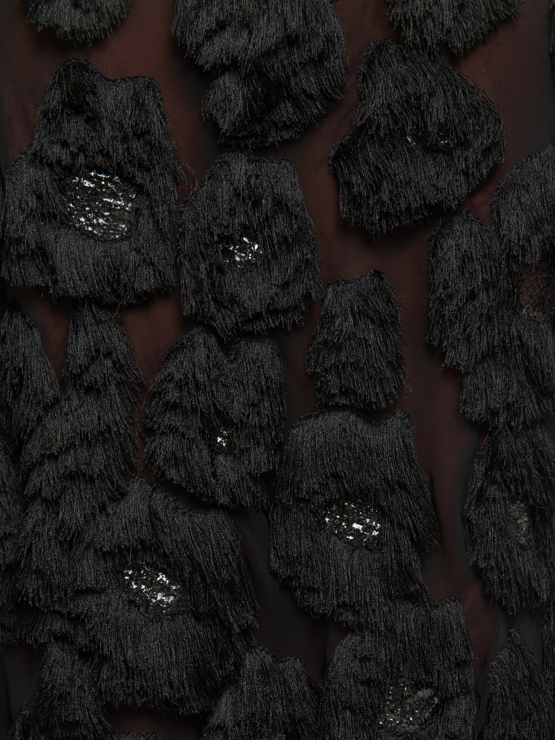 Black georgette skirt with shaggy camouflage motif - Skirts - Image 5