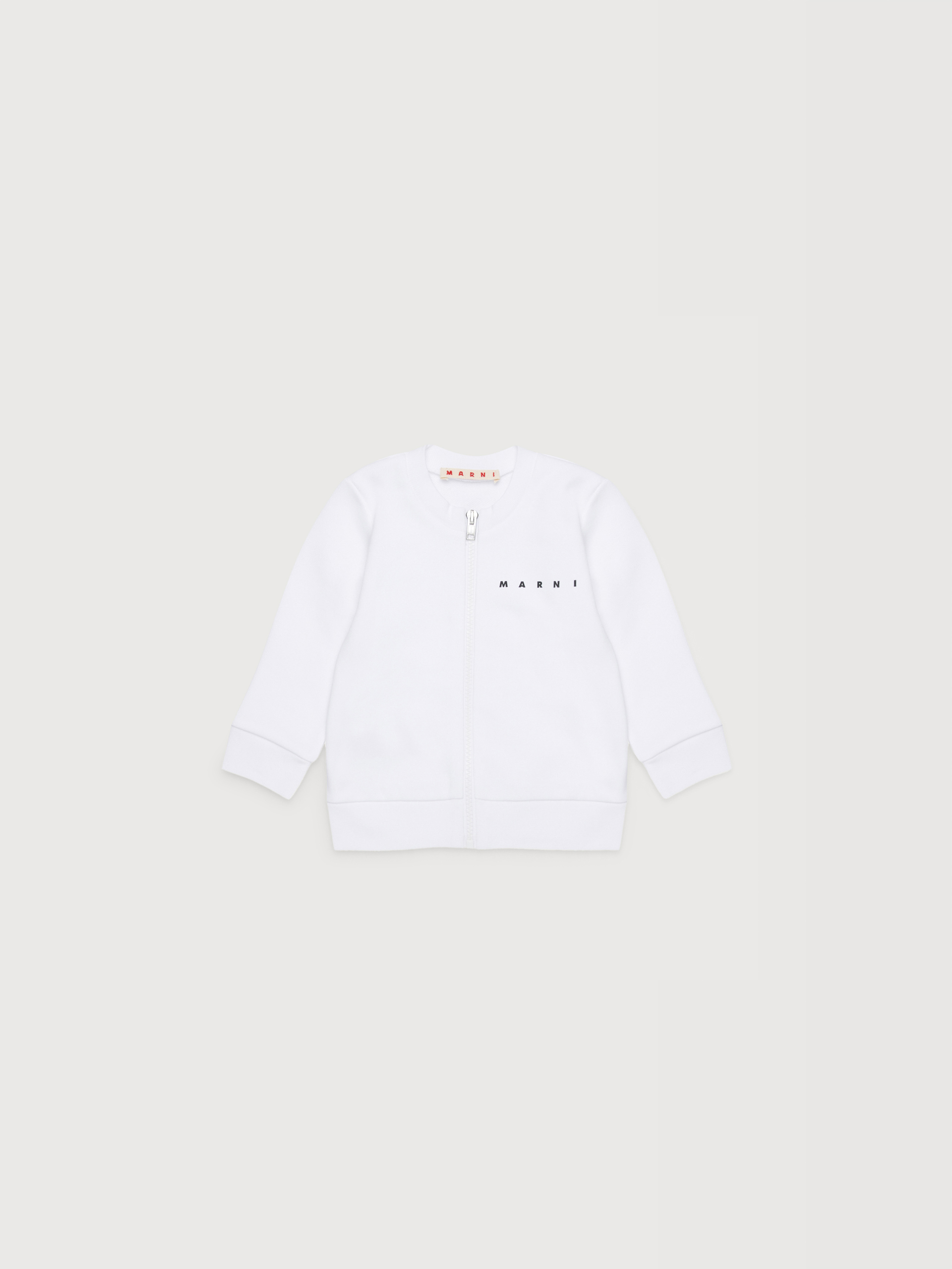 White cotton zipper sweatshirt with Marni print - Sweaters - Image 1