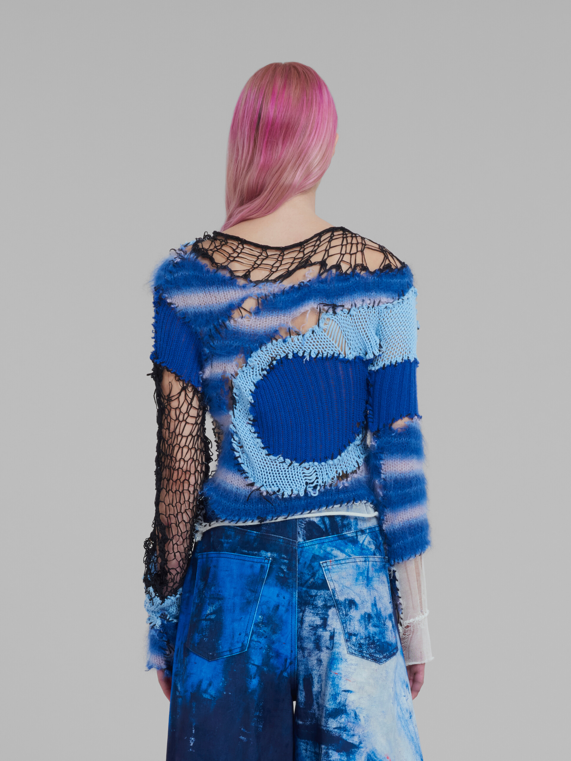 Blue mohair patchwork jumper - Pullovers - Image 3