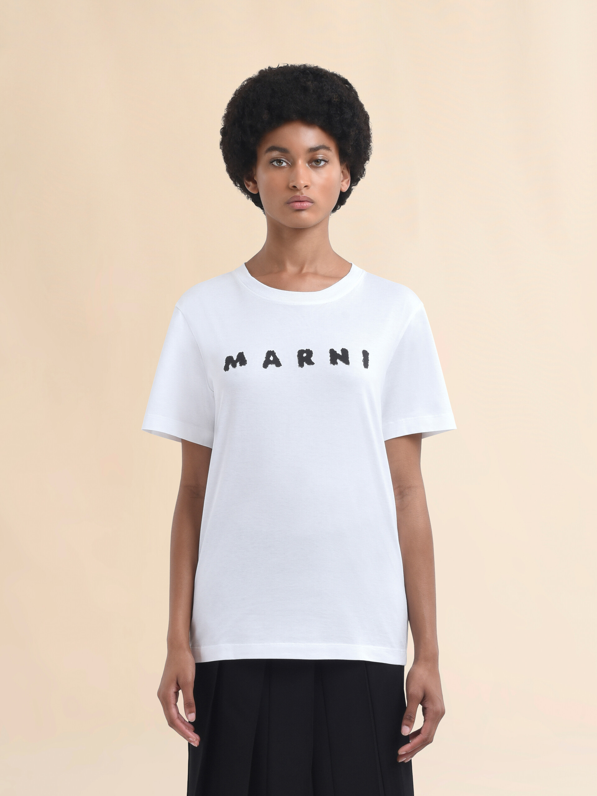 Hellblaues T-Shirt aus Jersey mit Marni Scribbled Logo - T-shirts - Image 2