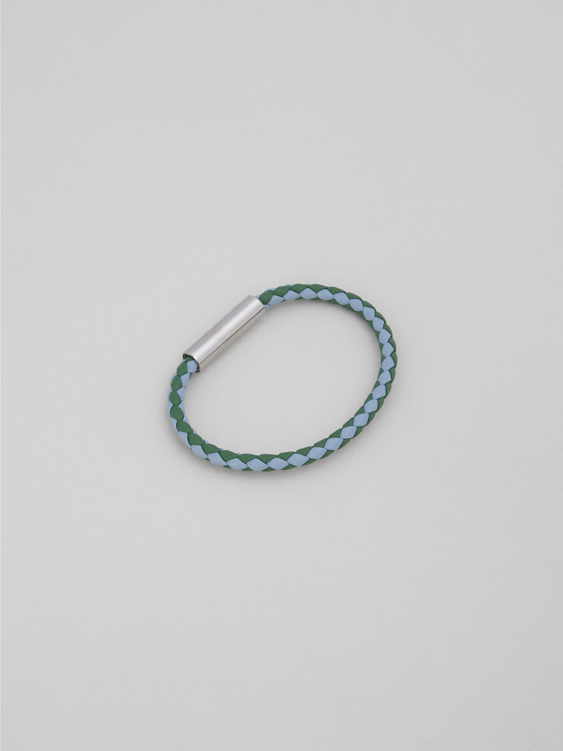 Green and light blue braided leather bracelet - Bracelets - Image 3